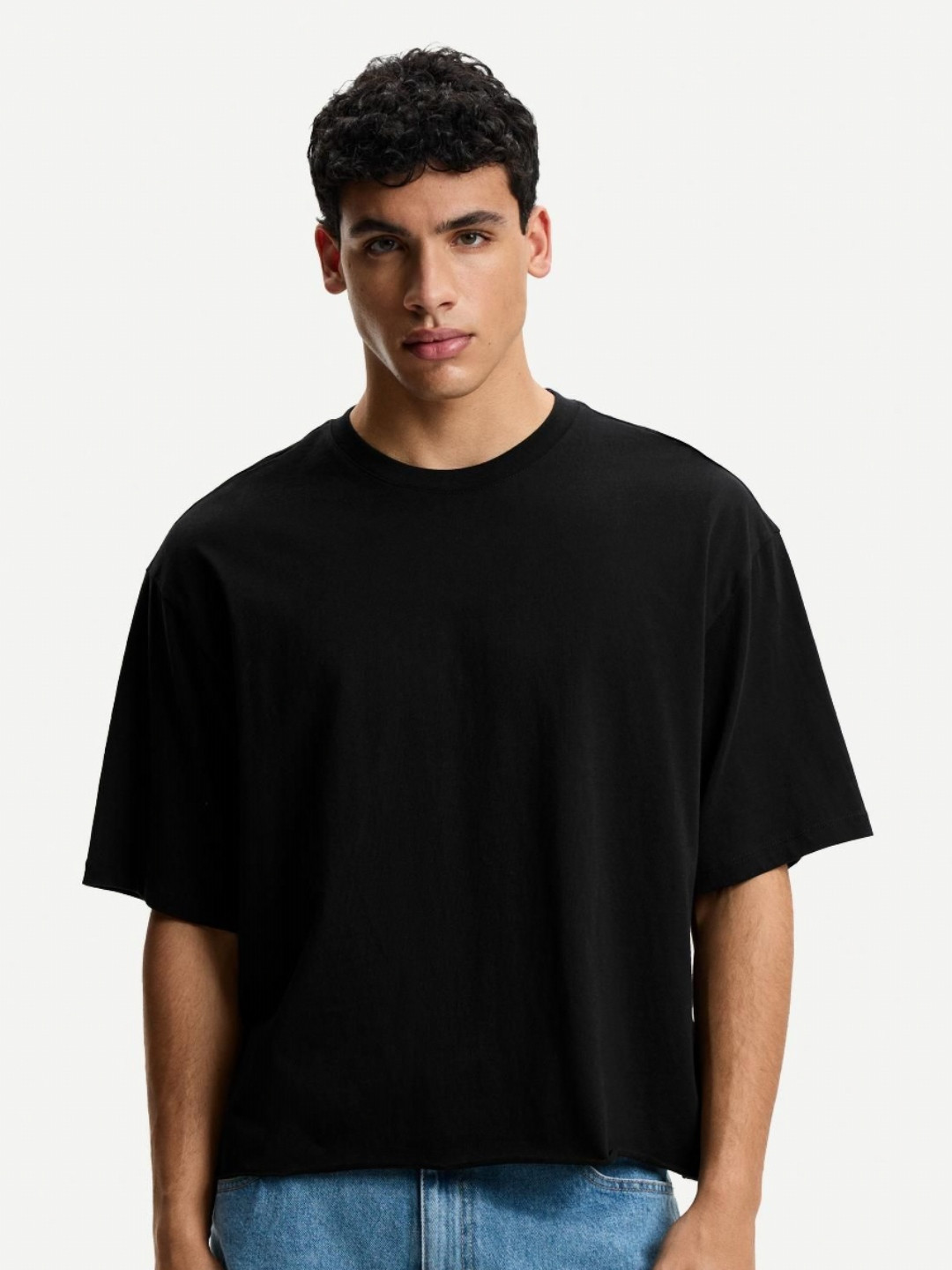 Bershka Short Sleeve Cropped Pure Cotton T-shirt