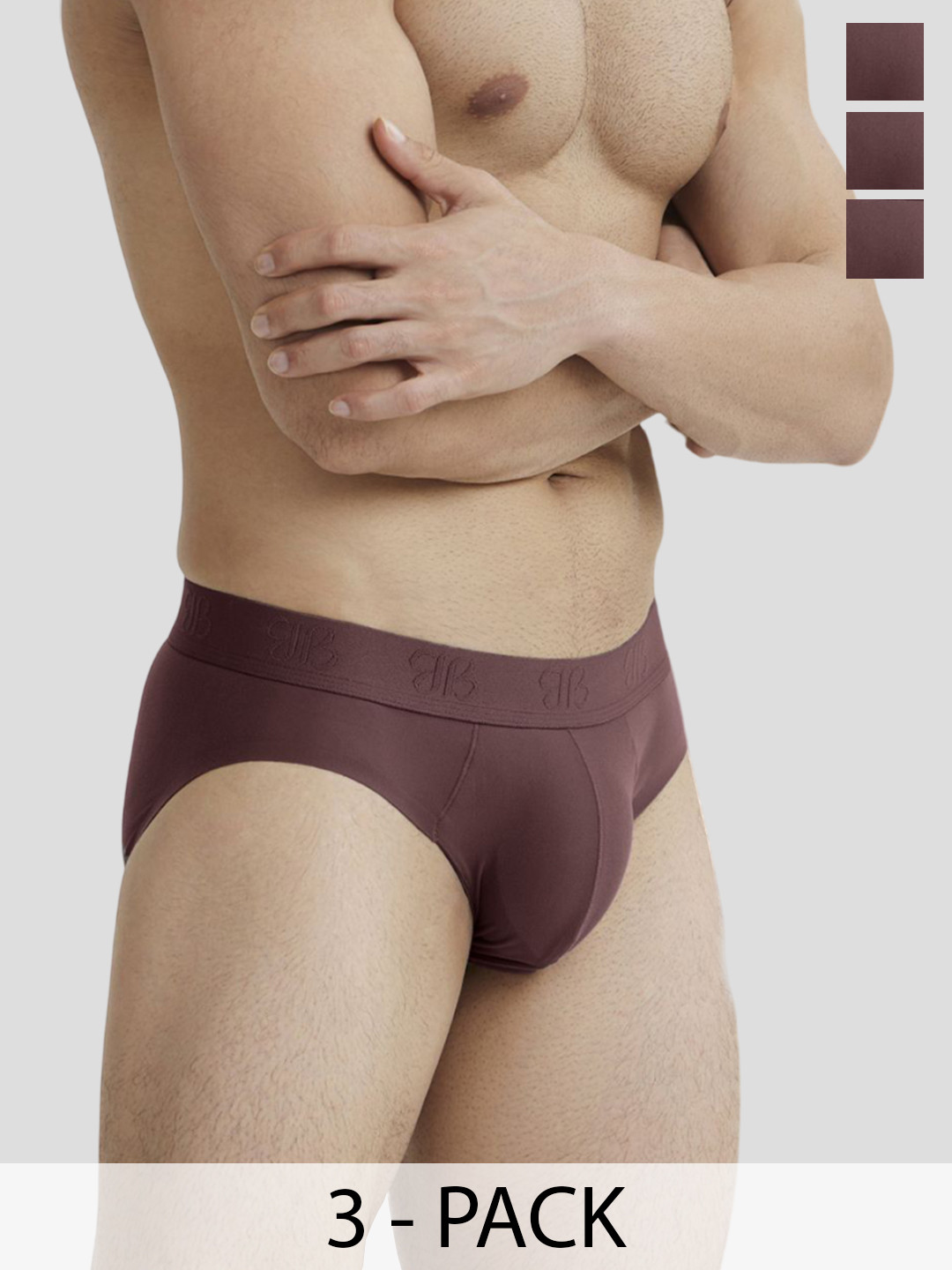 B'there Pack Of 3 Mid-Rise Basic Briefs U006_DBY_DBY_DBY