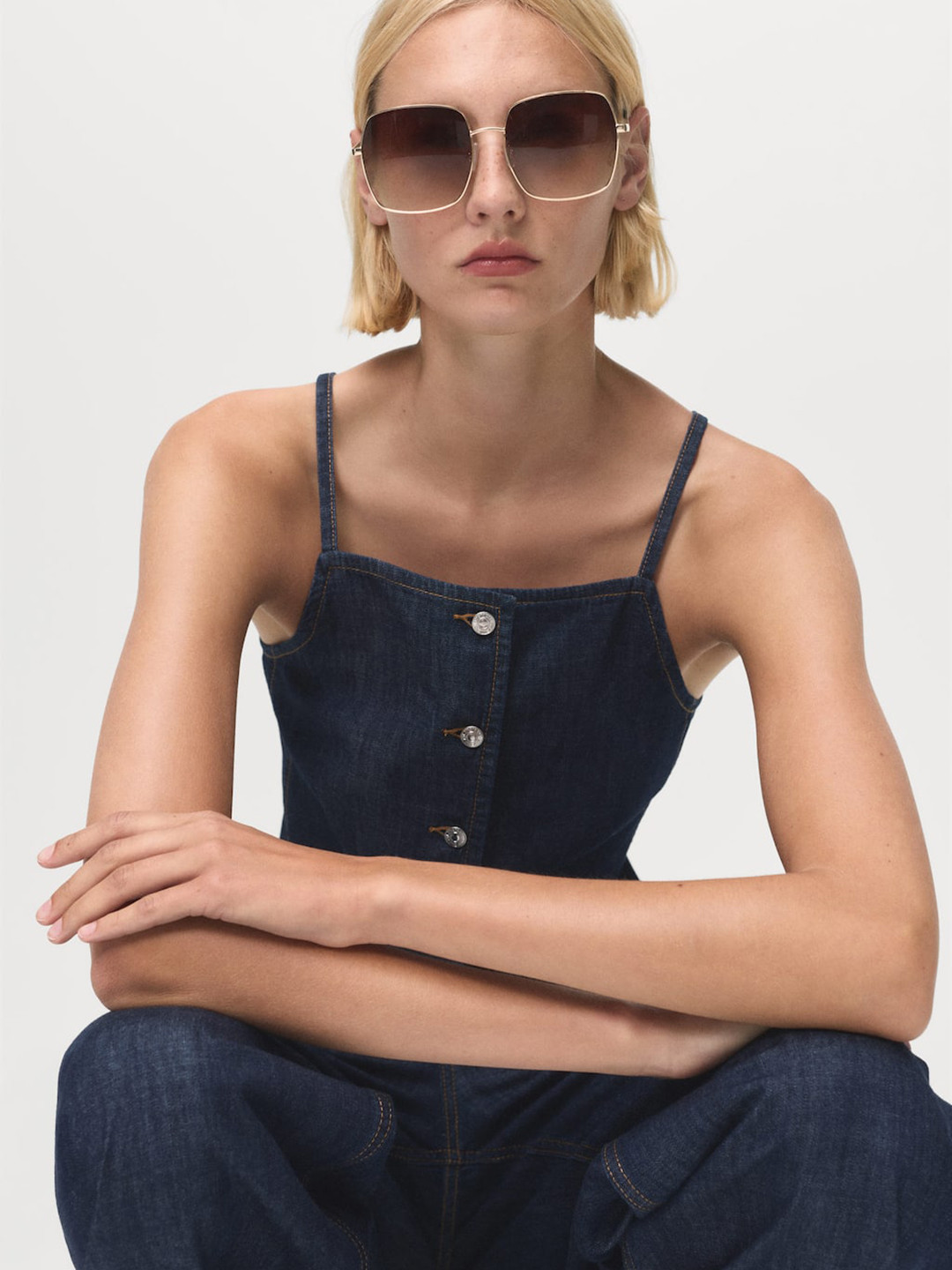MANGO Cotton Denim Top