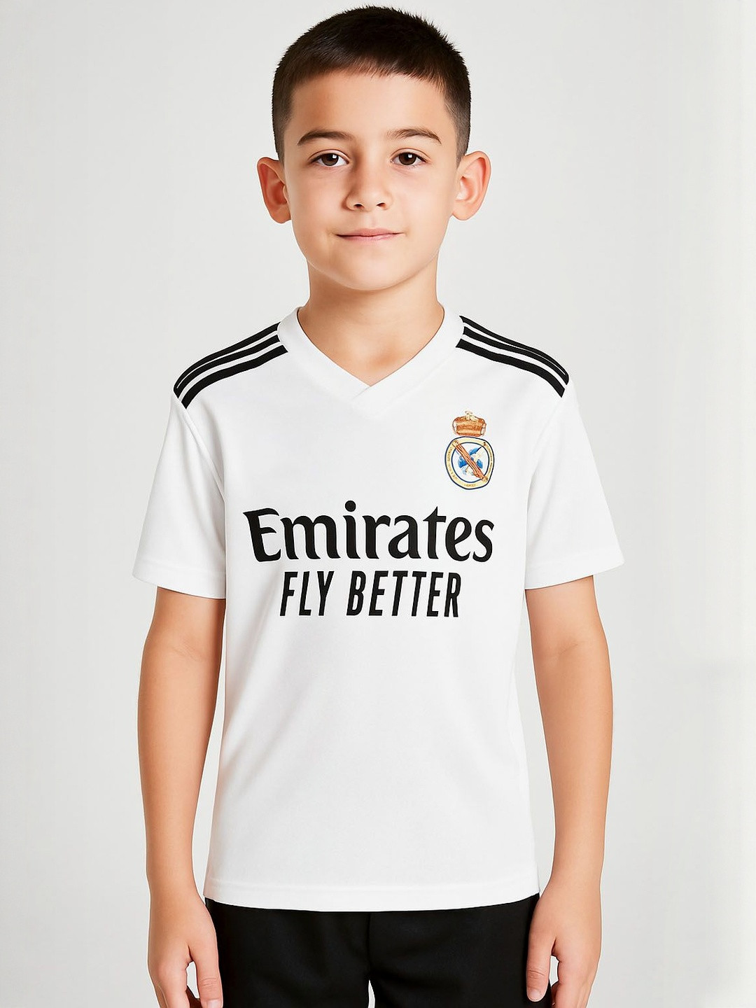 dostitch Boys Madrid Mbappe 9 Home Kit Football Jersey