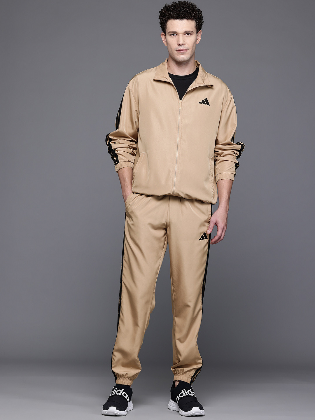ADIDAS 3-Stripes Woven Mock Collar Jacket with Joggers