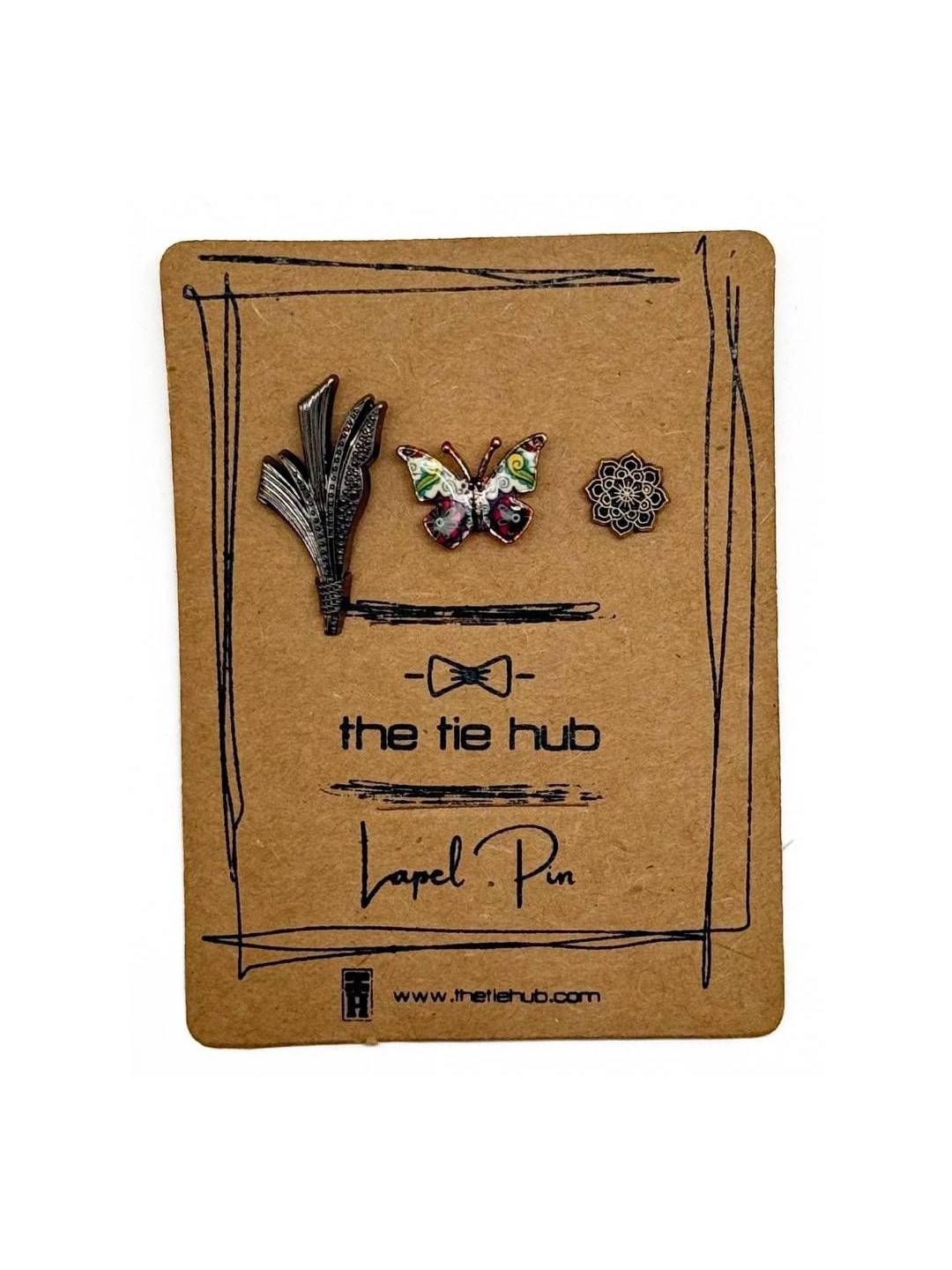 The Tie Hub Men Set Of 3 Floral & Butterfly Minimal Brooches