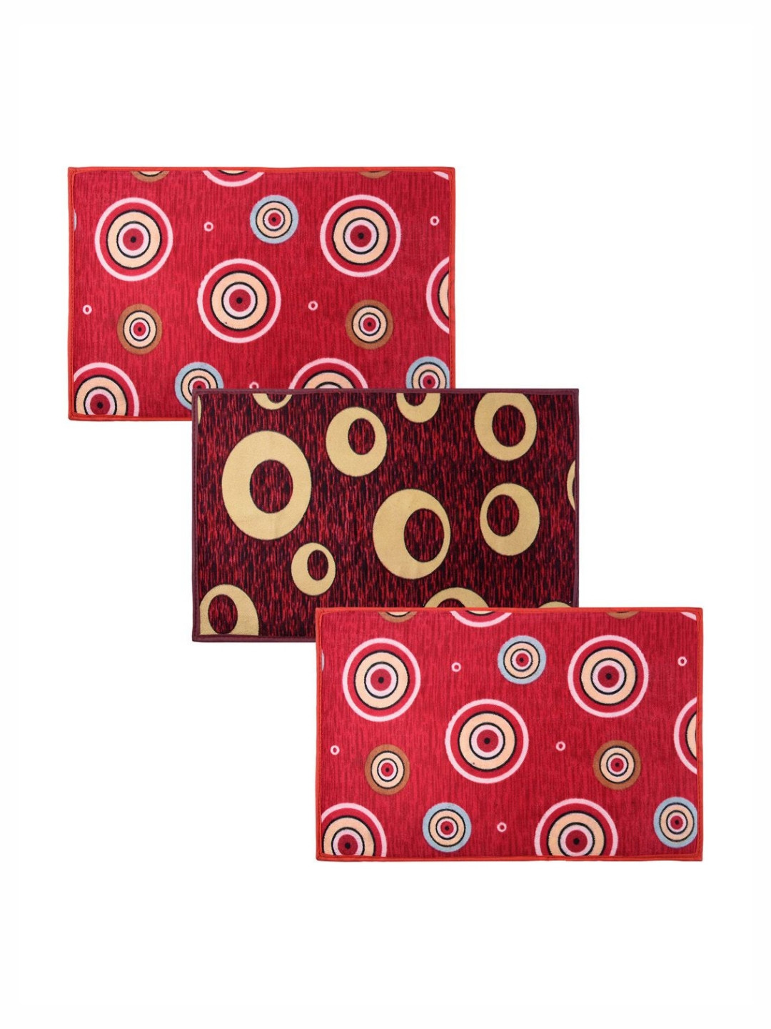 Aura Red & Maroon Pieces Anti-Skid Doormats