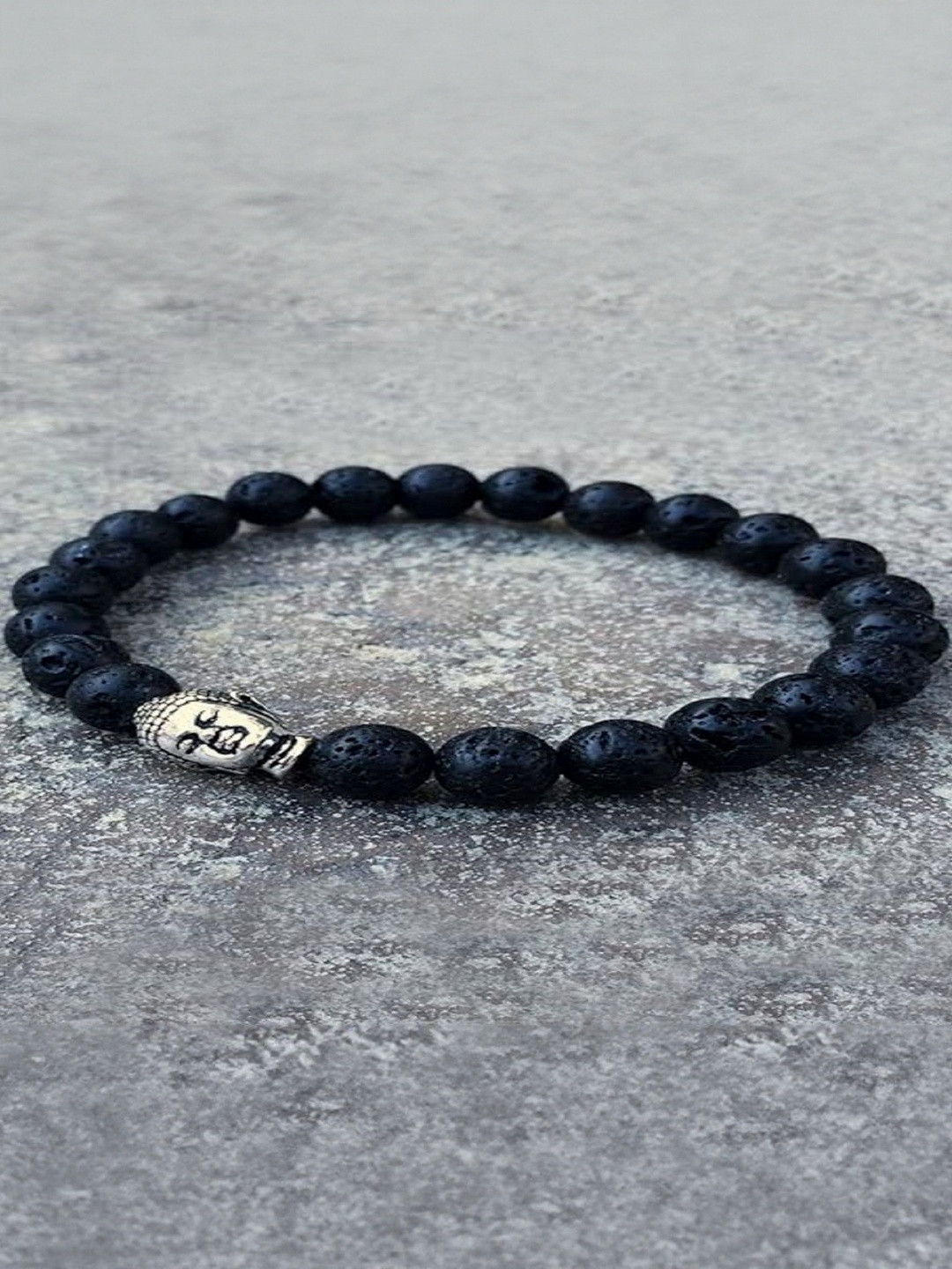 EPSAA Adult Black Lava Beads Elasticated Bracelet