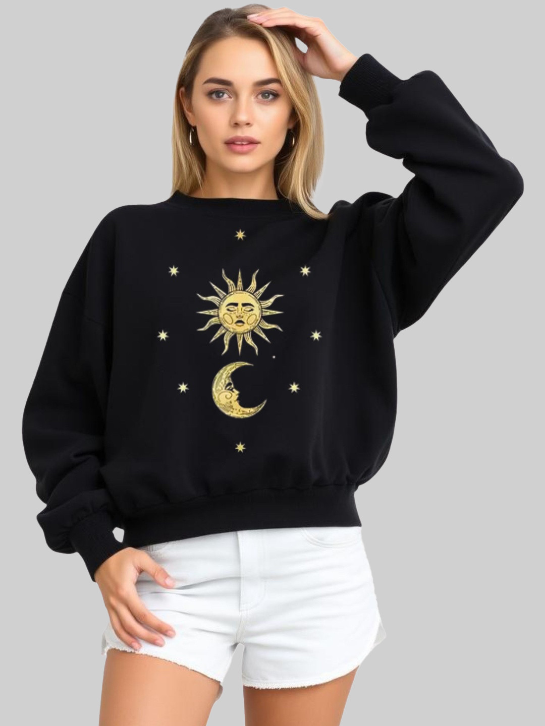 SALUJA FABRICS Graphic Printed Dry Fit Cotton Pullover Sweatshirt