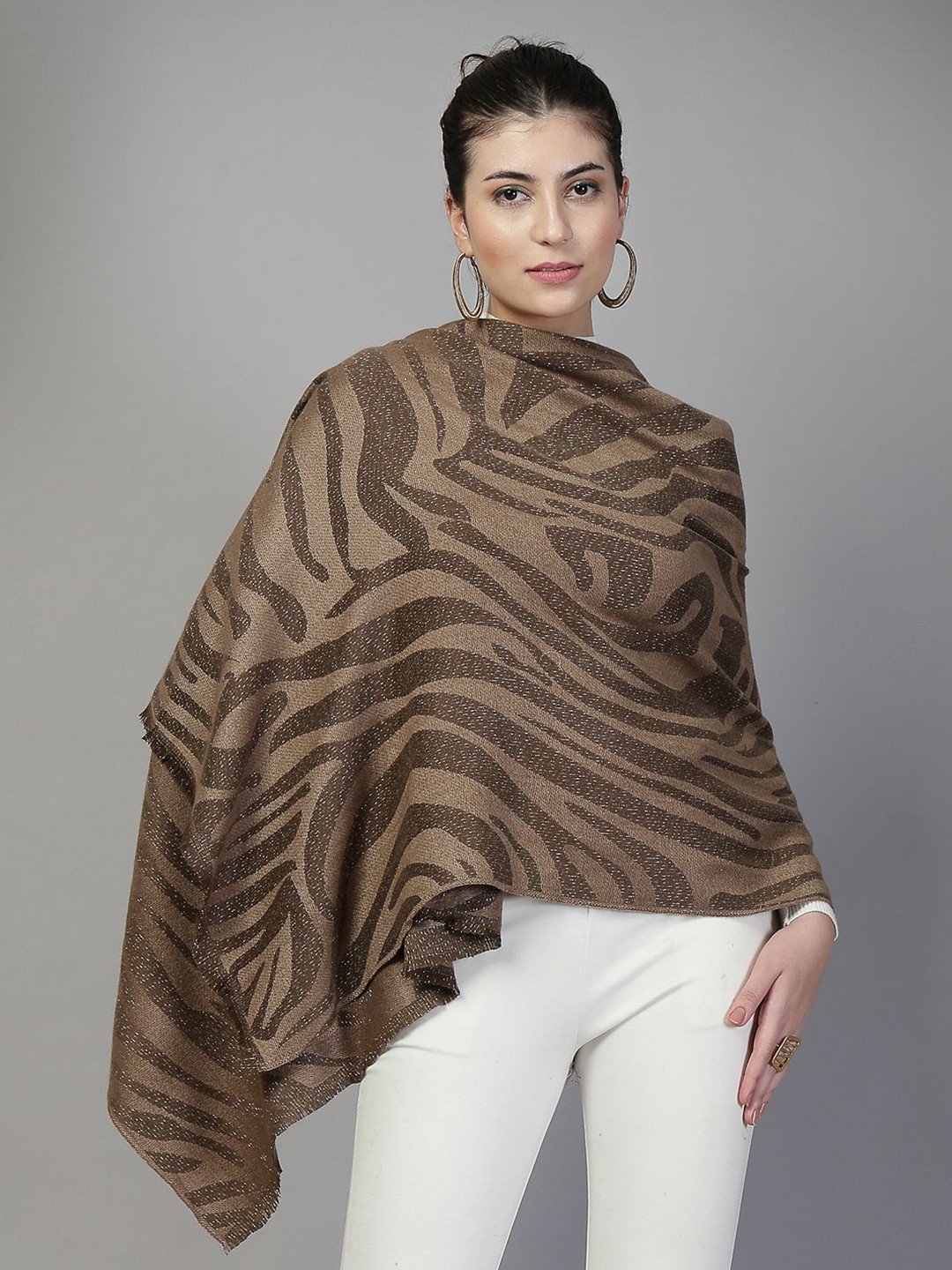 Mafadeny Women's Stylish Self Design Subtle Shine Stole