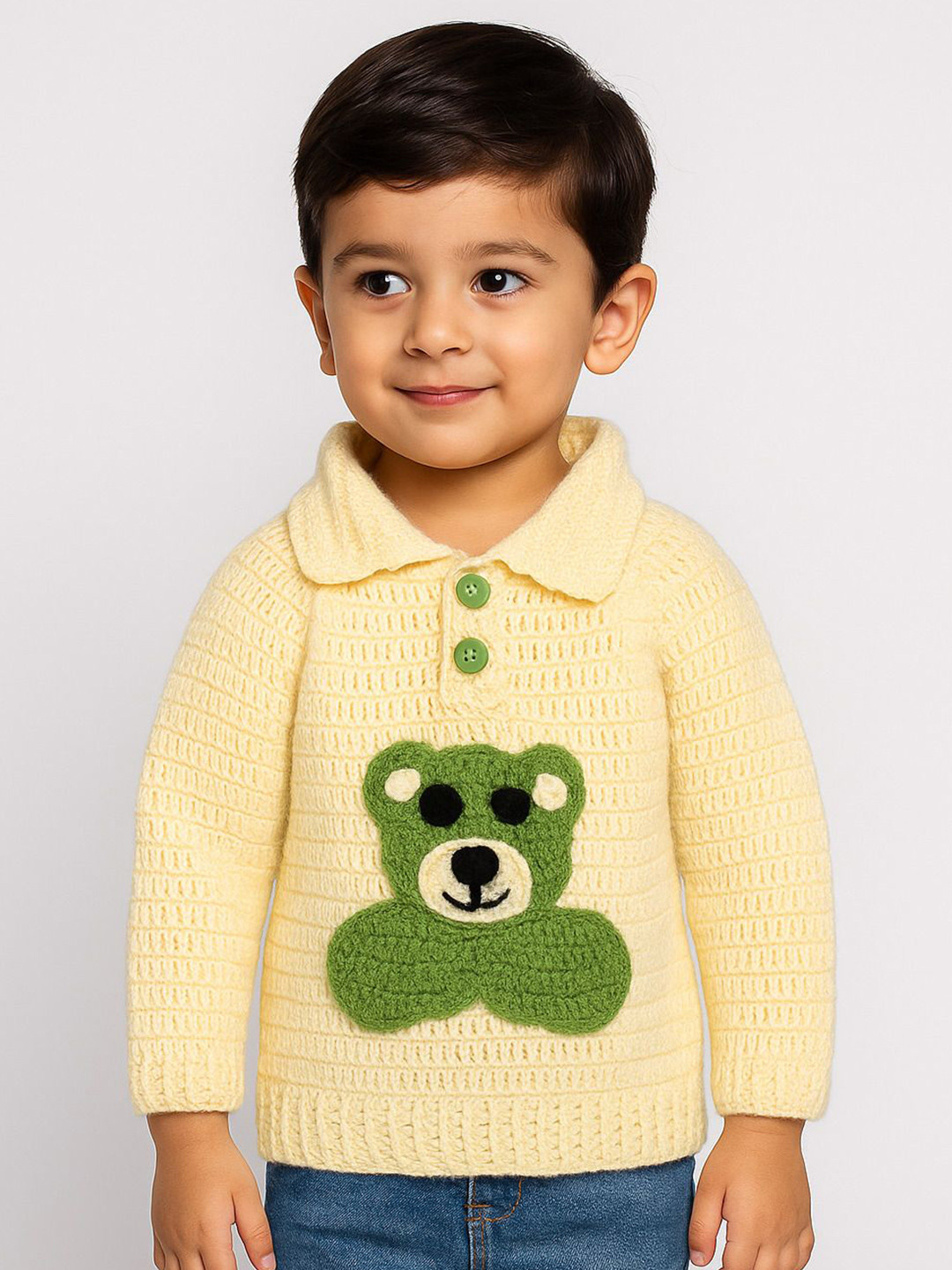 WINDROP SOLUTIONS Kids Shirt Collar Woollen Pullover Sweater