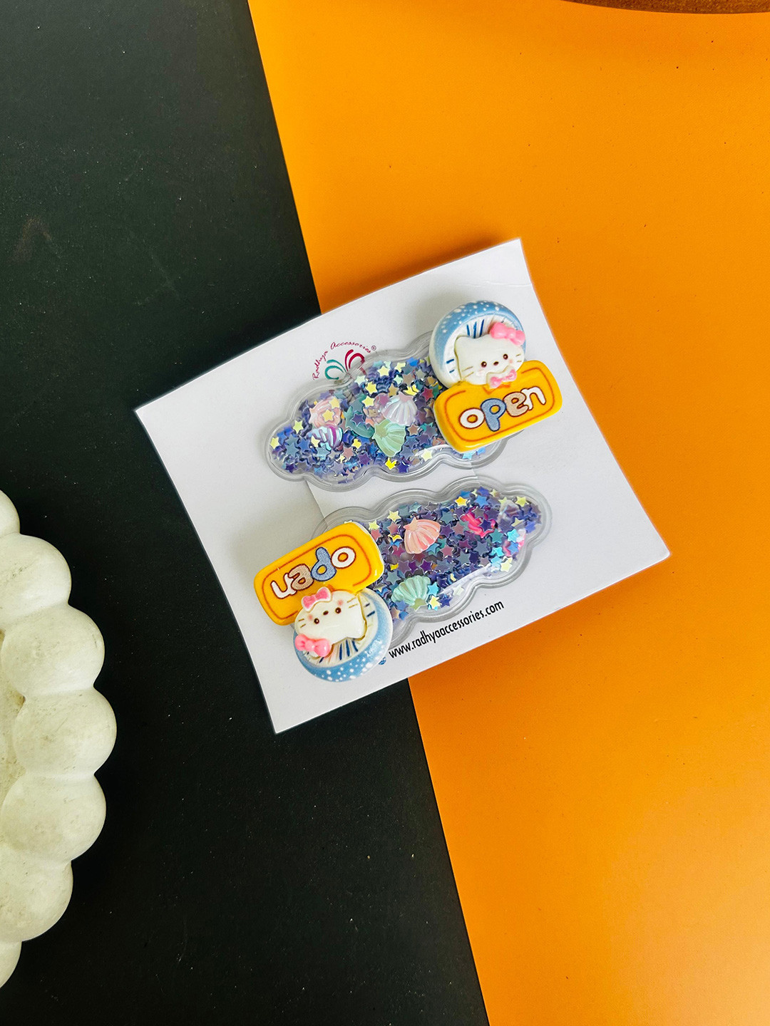 Radhya Accessories Women Set Of 2 Glitter Cartoon Tictac Pair