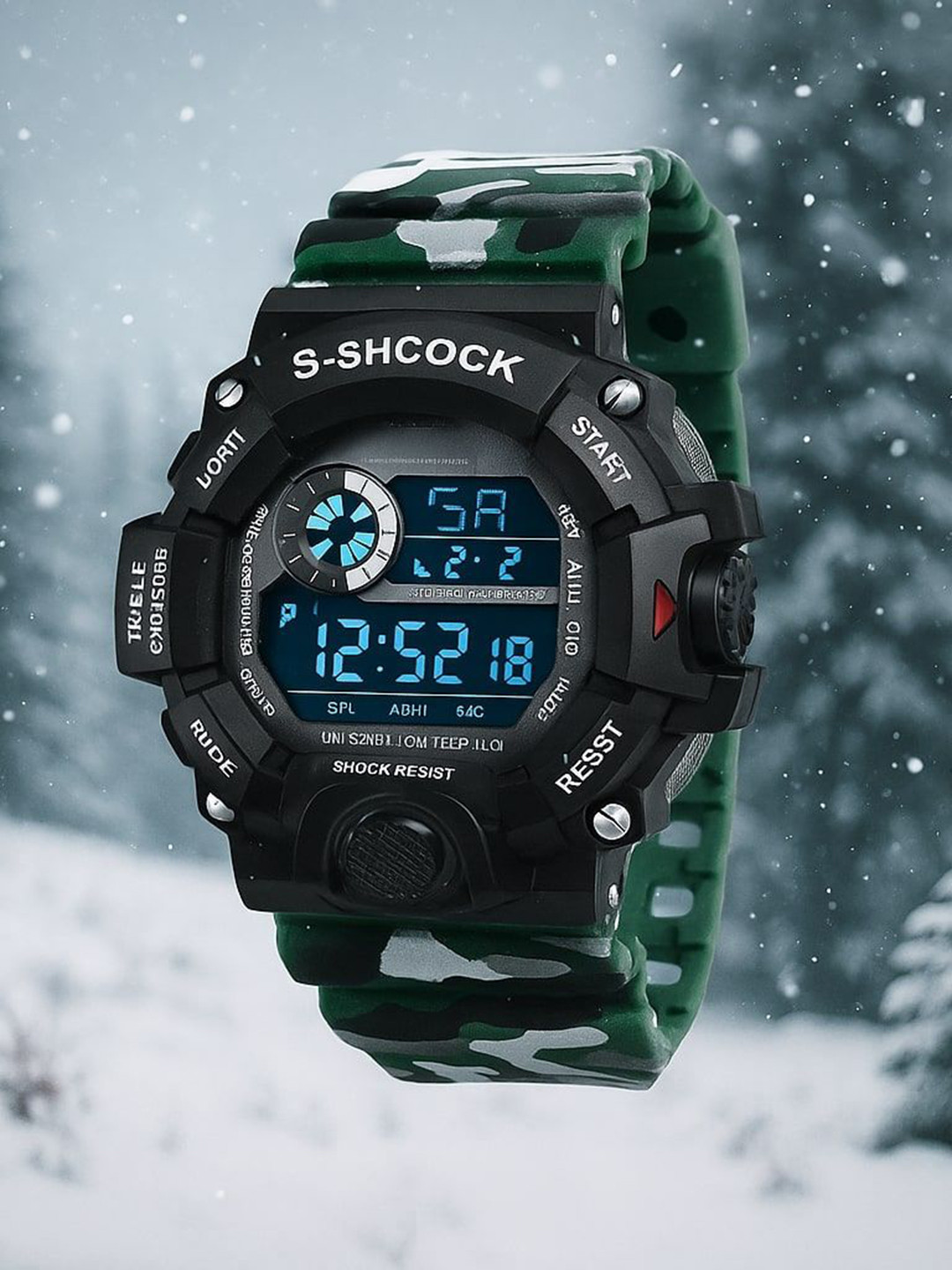 SWADESI STUFF Kids Digital Automatic Watch ARMY GREEN 2031