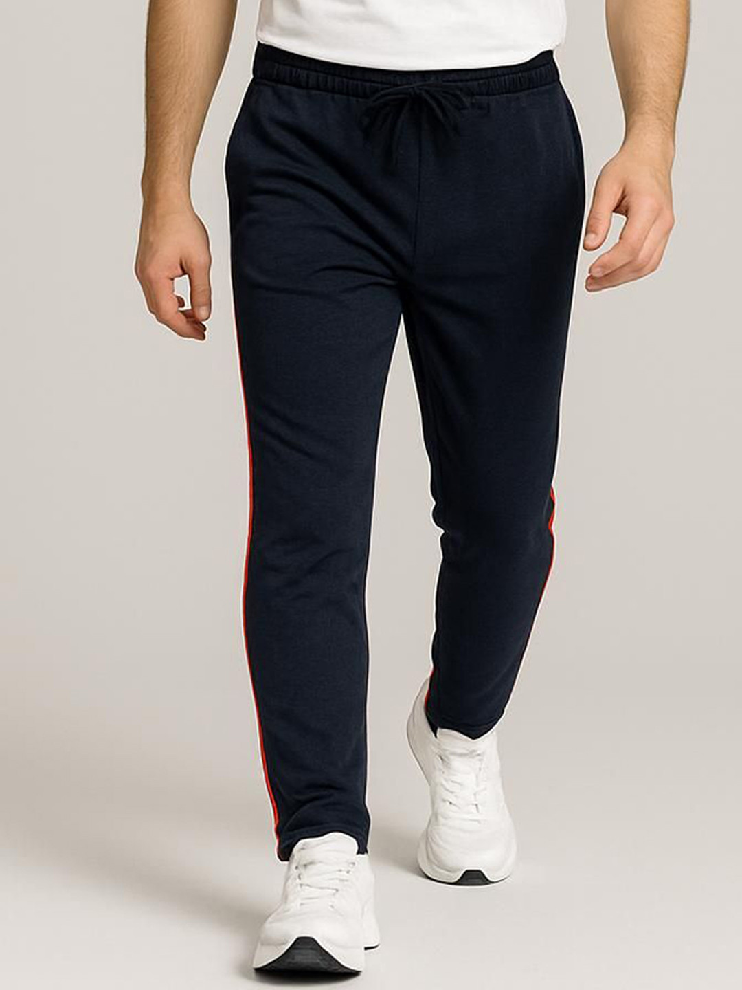 Apraa & Parma Men Mid-Rise Side Striped Slim-Fit Stretchable Track Pants