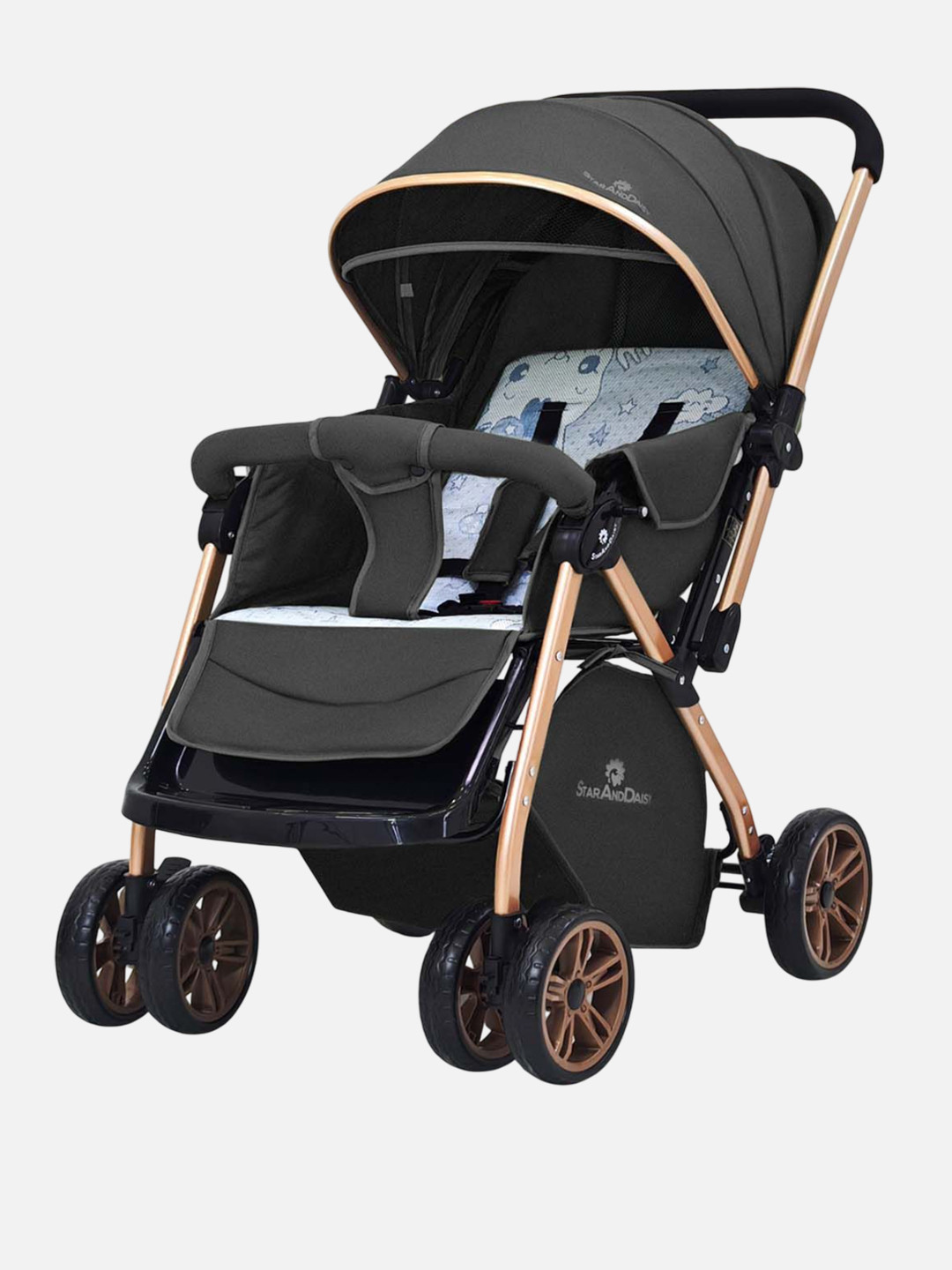 StarAndDaisy Infants Kids Foldable Foot lock brakes With Adjustable Backrest Strollers