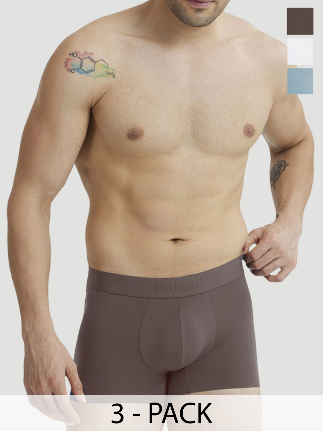 B'there Pack Of 3 Mid-Rise Seamless Trunks U001_PWH_CLB_SPG