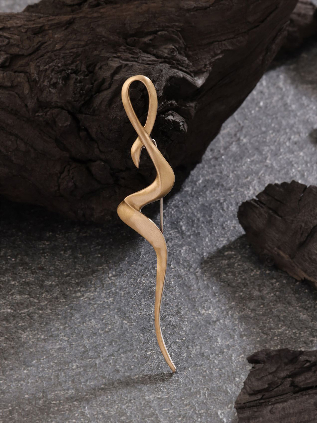 COSA NOSTRAA Gold-Toned Plated Abstract Flame Brass Brooch