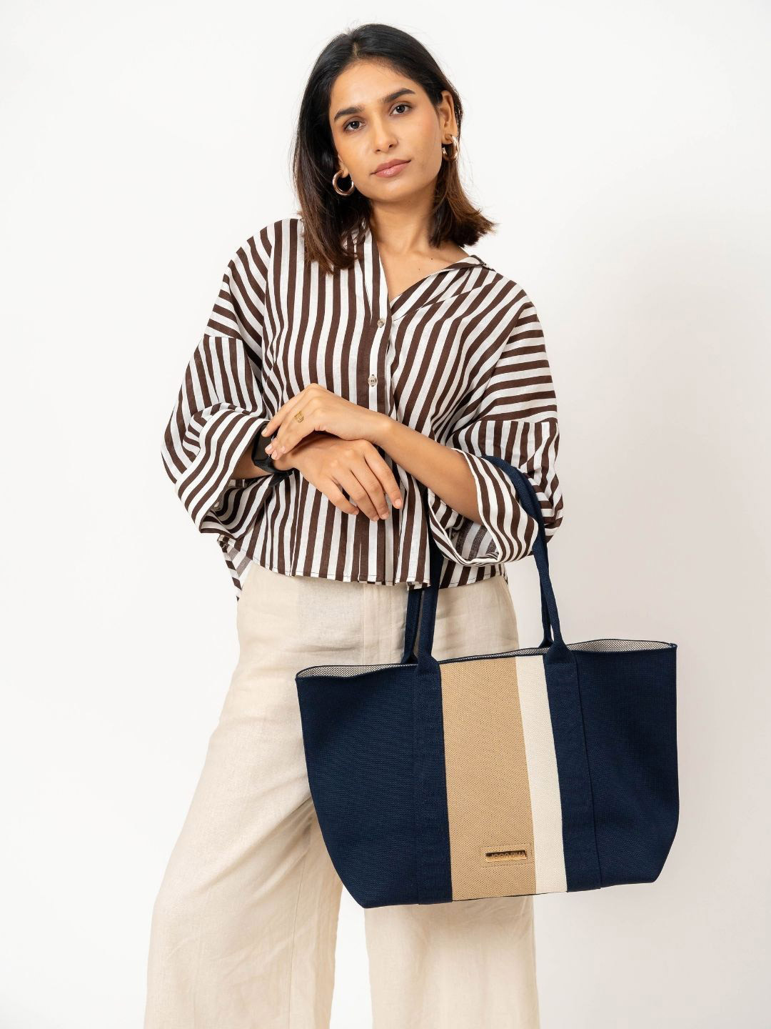 Joon Blu Women Colourblocked Shopper Embellished Tote Bag