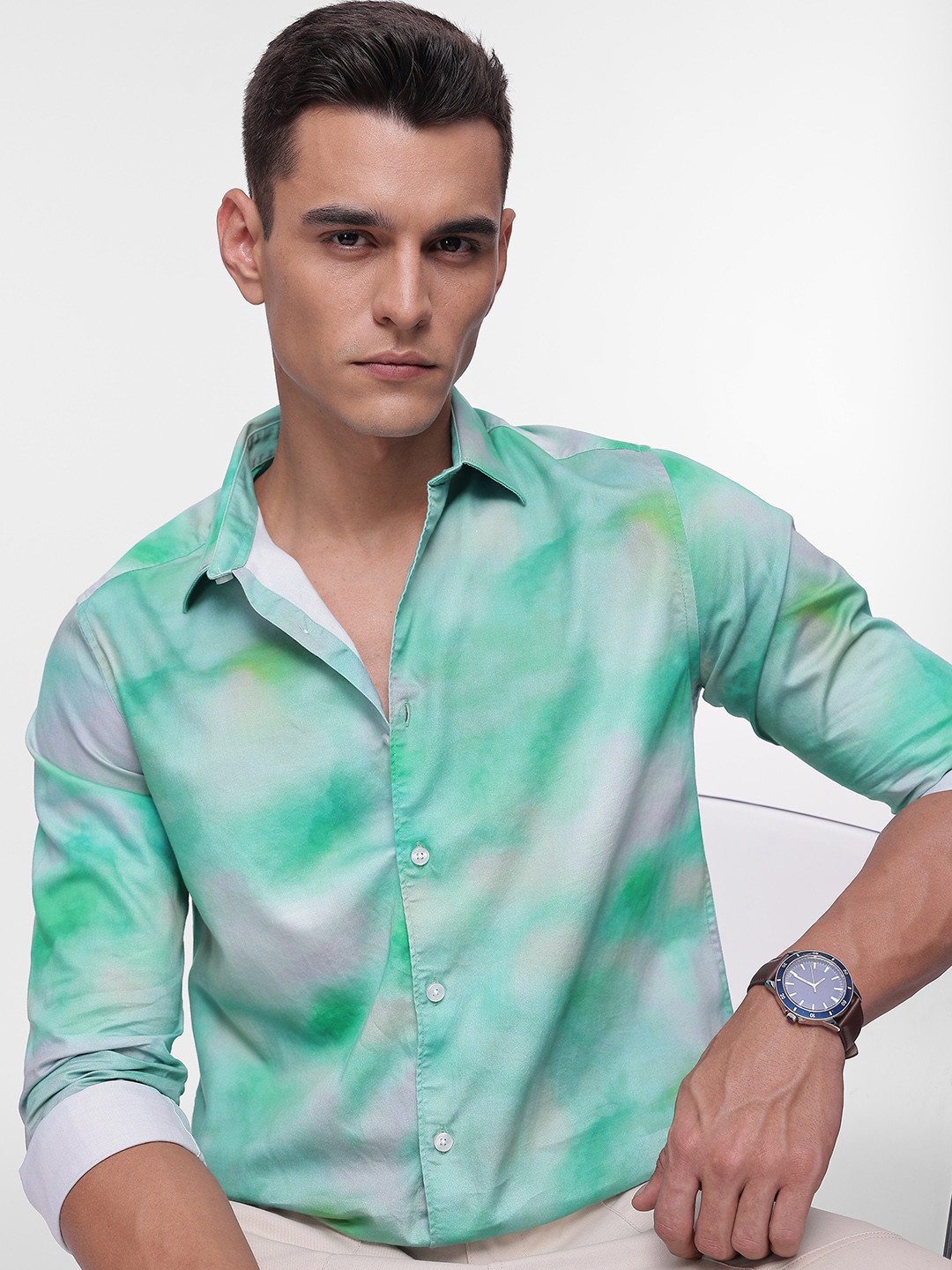 French Connection Slim Fit Dyed Effect Pure Cotton Casual Shirt