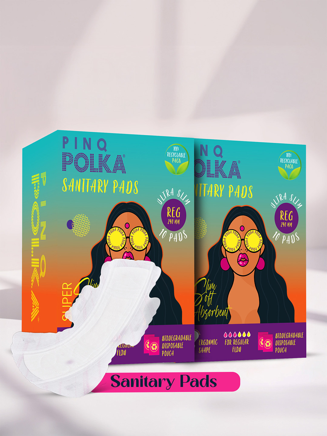 PINQ POLKA Set of 2 Premium Organic Regular Sanitary Pads