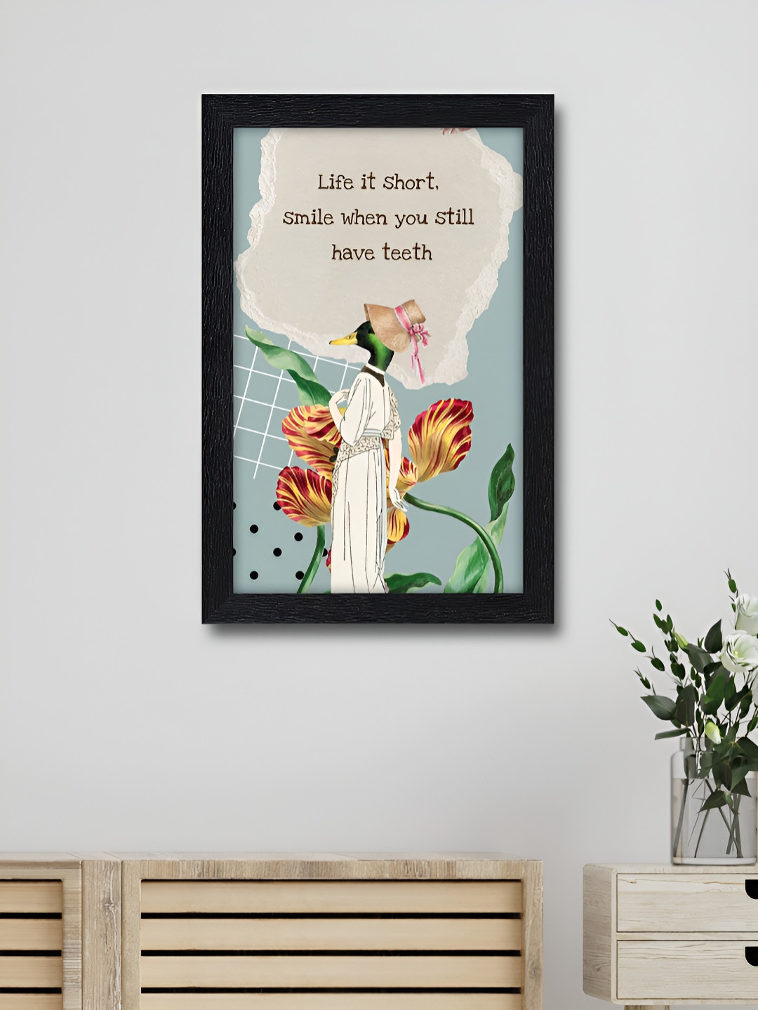 RANDOM Grey & Black Funny Quote Synthetic Wood Wall Frame
