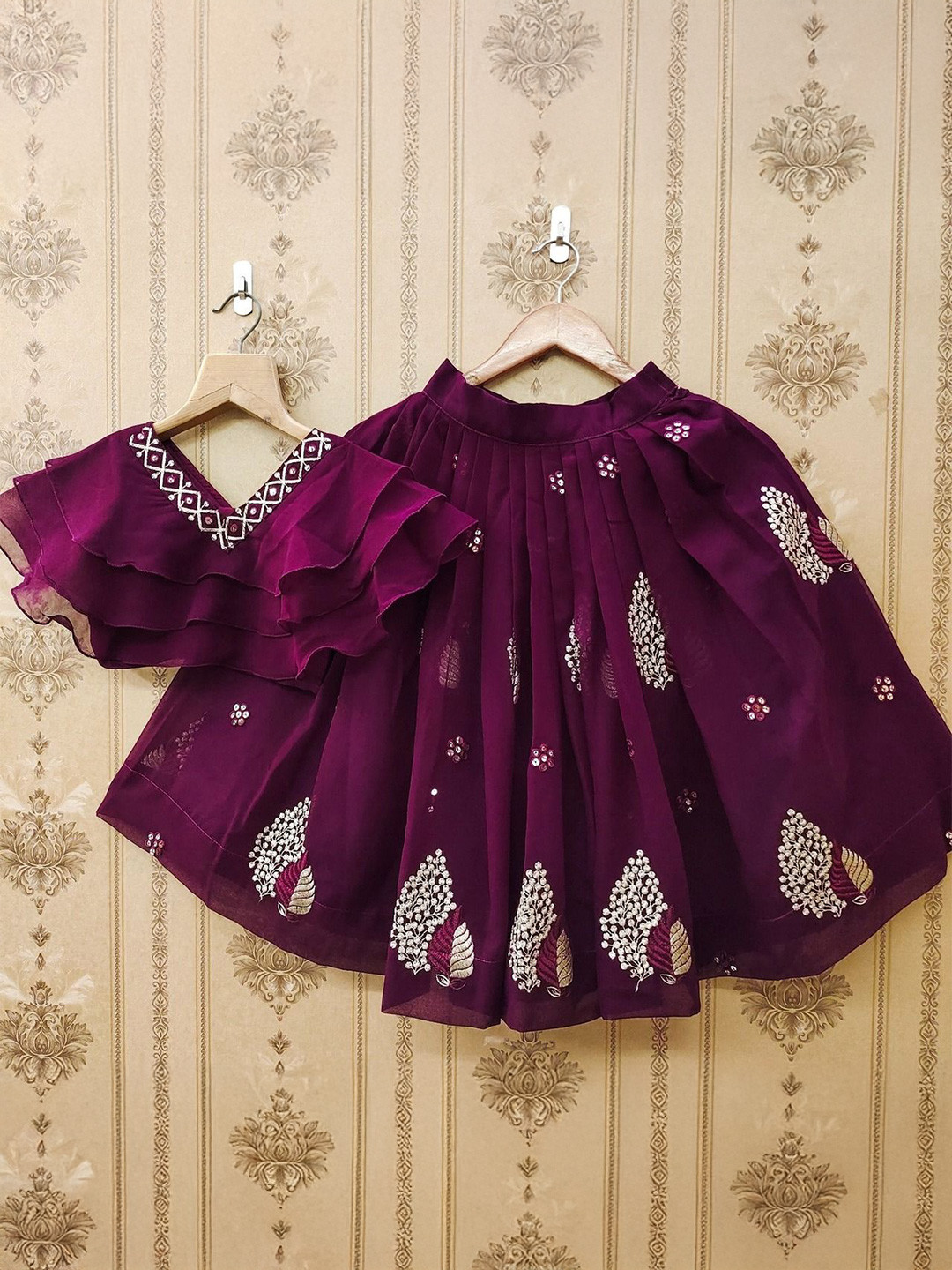 Helene Girls Embroidered Thread Work Ready To Wear Lehenga & Blouse