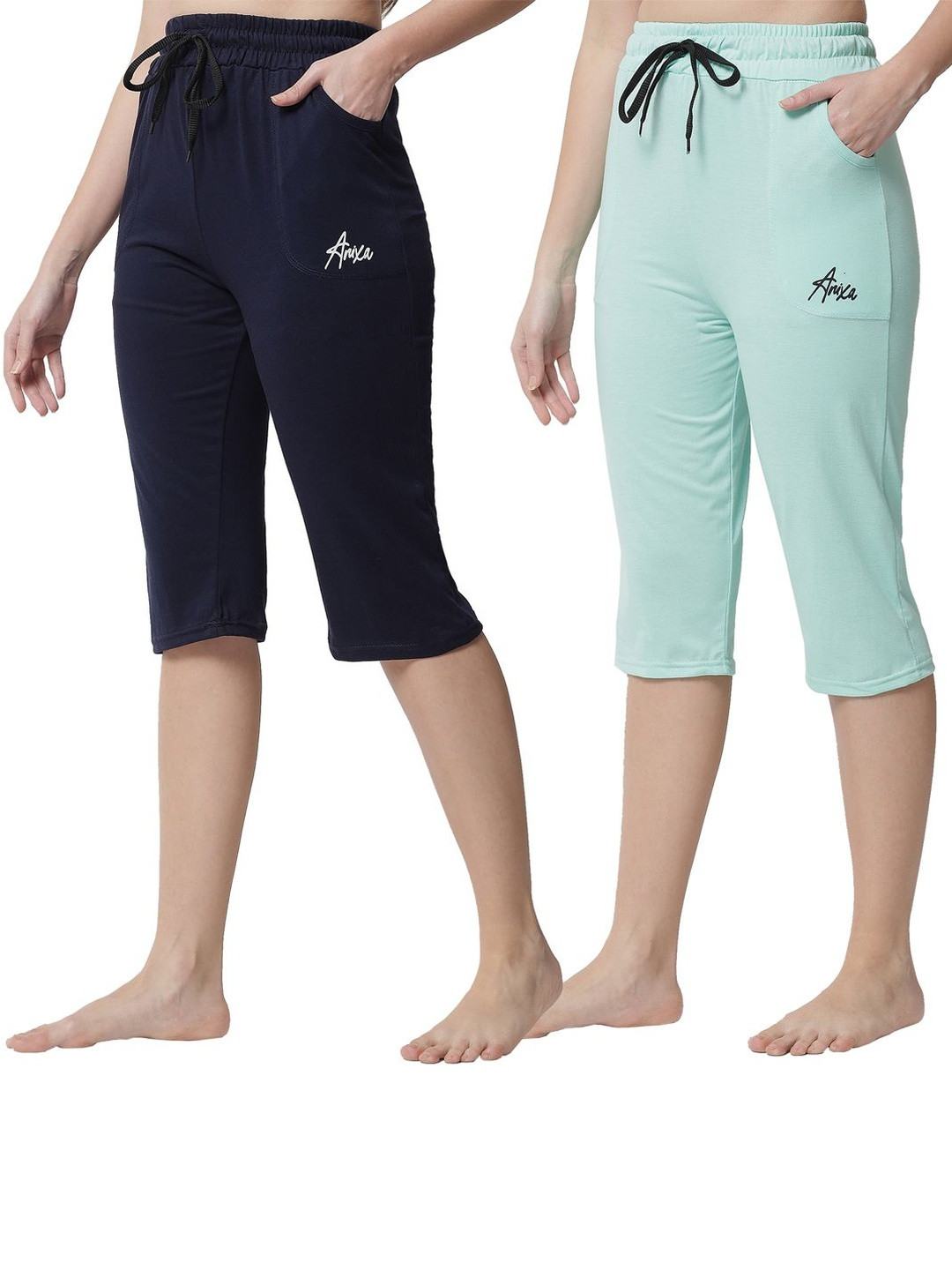 FIT N FAME Women Pack of 2 Pure Cotton High Rise Capris