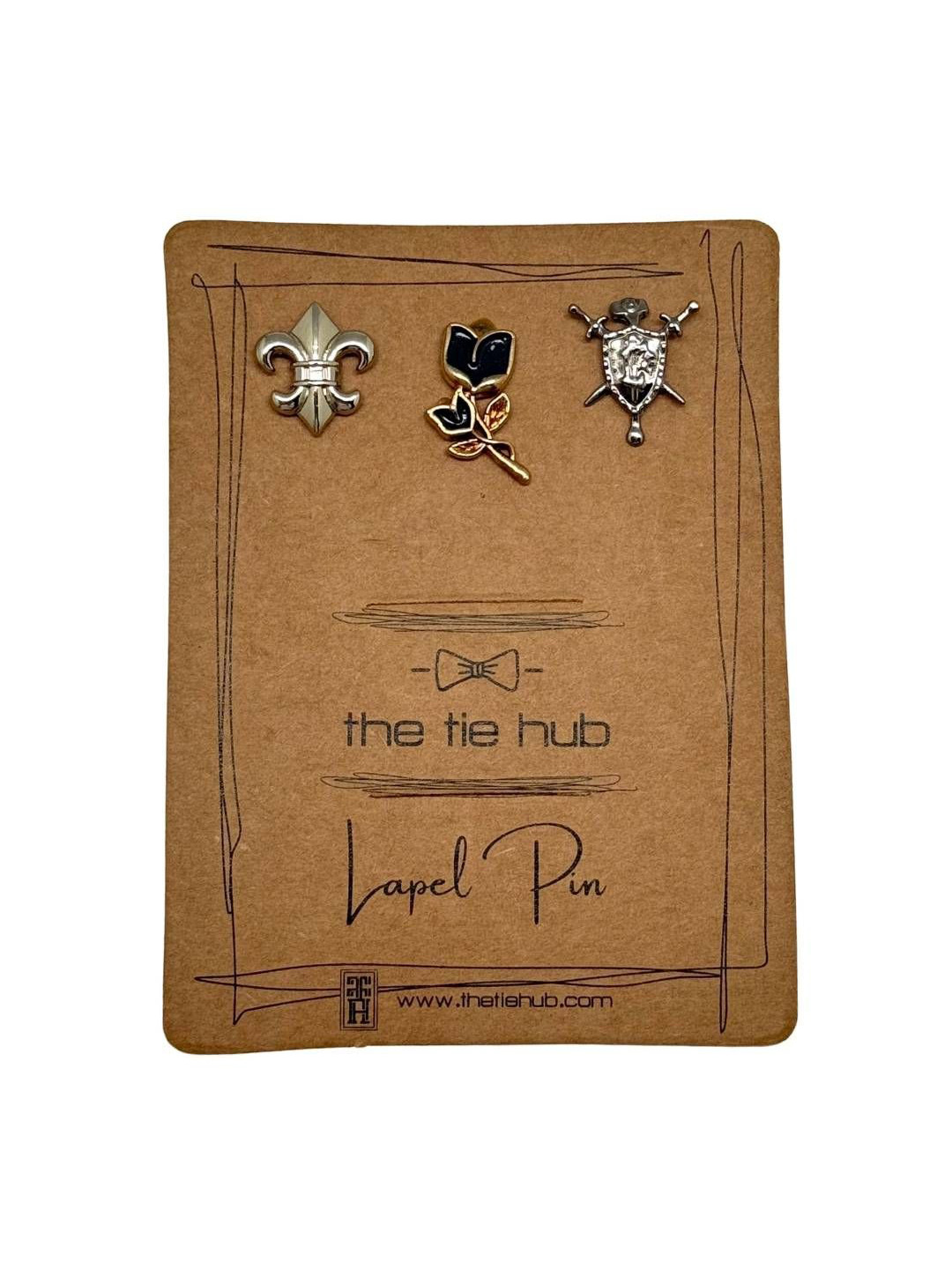 The Tie Hub Men Set Of 3  Fleur-De-Lis & Shield Minimal Brooches
