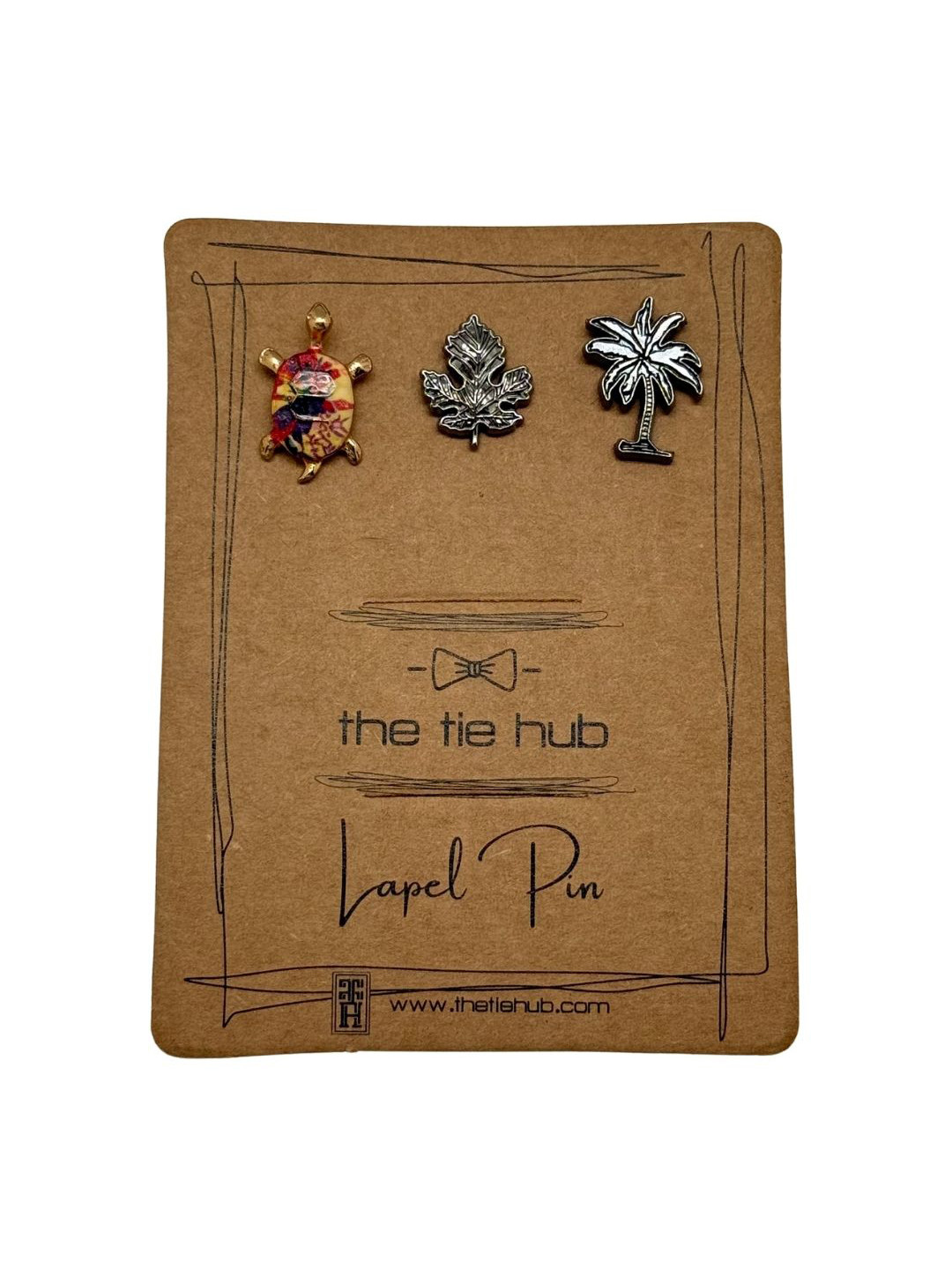 The Tie Hub Men Set Of 3 Tropical Turtle Minimal Brooches