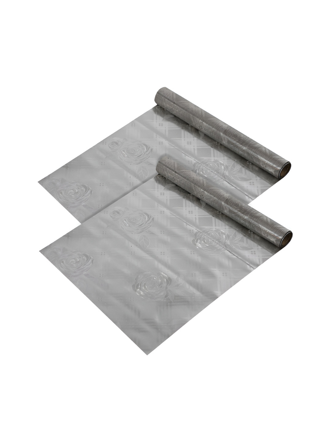 Aura Silver-Toned 2 Pieces Self Shining Design Water Resistant Shelf Liner Organisers
