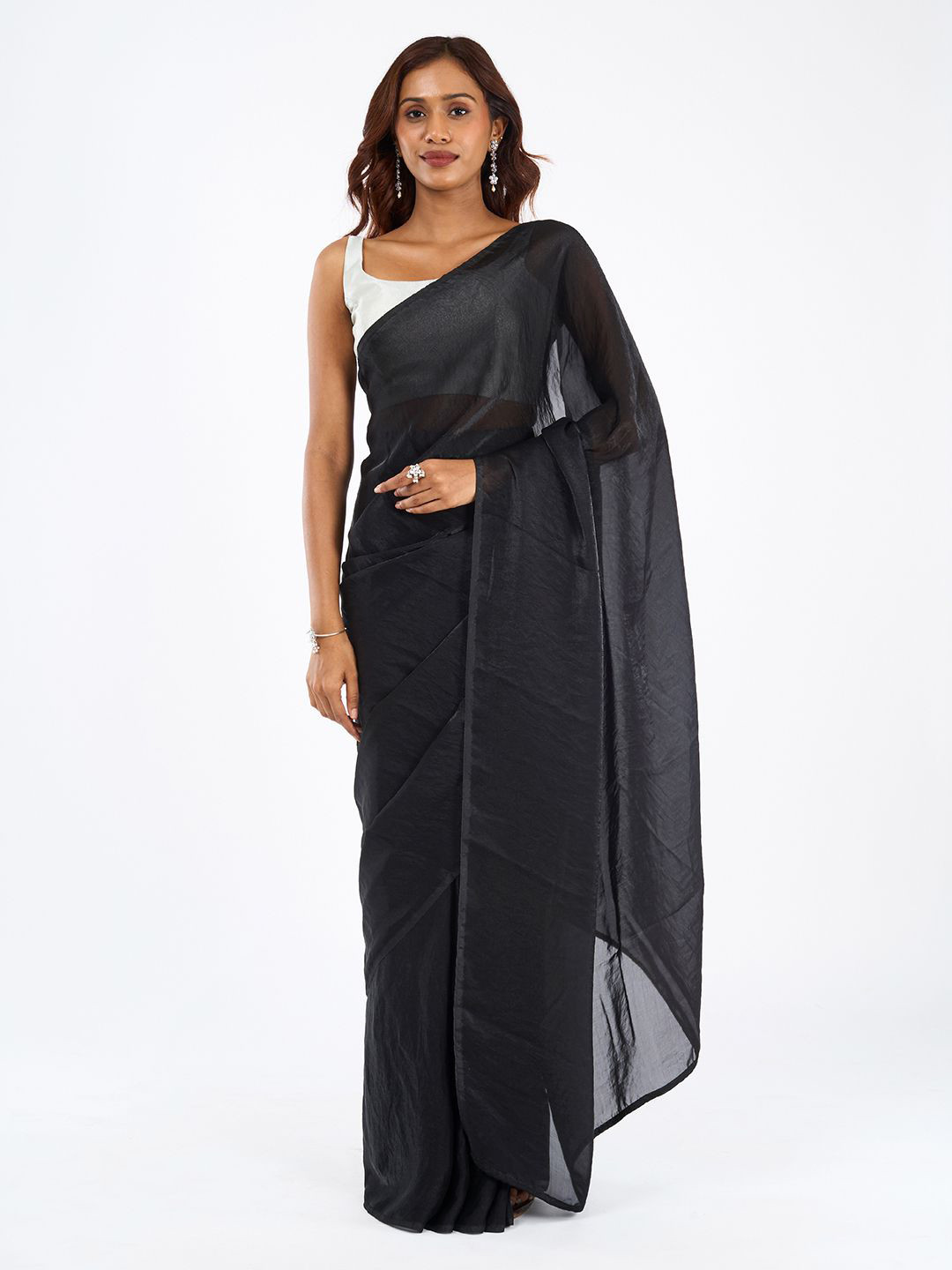 TEEJH Yagnika Satin Solid Saree