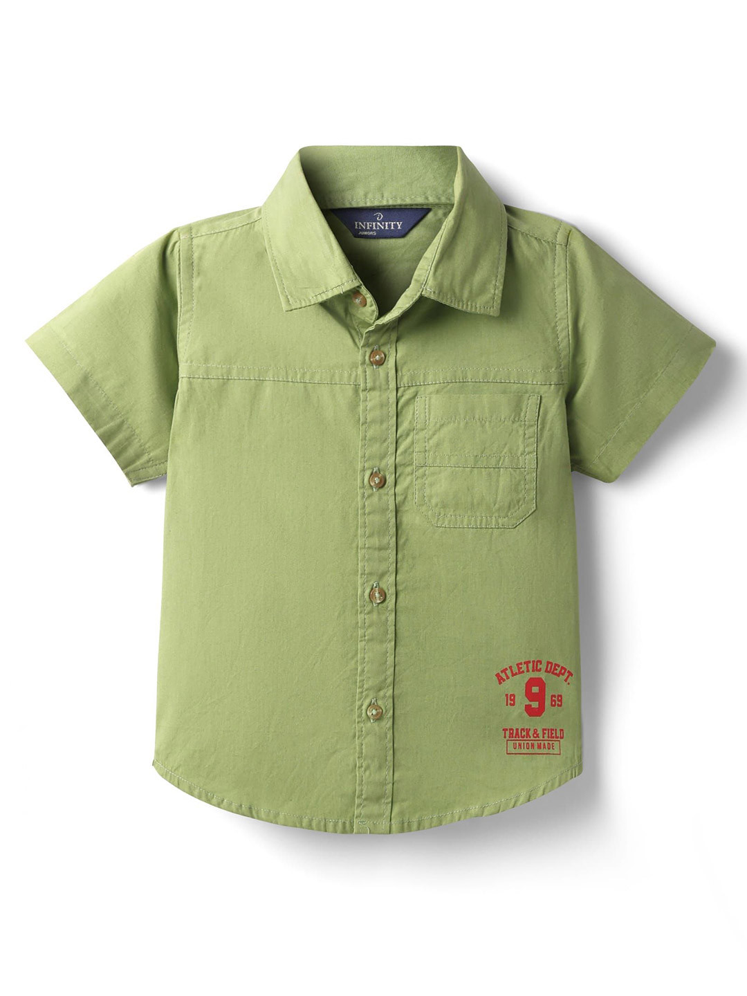 Infinity Boys Solid Spread Collar Pure Cotton Casual Shirt