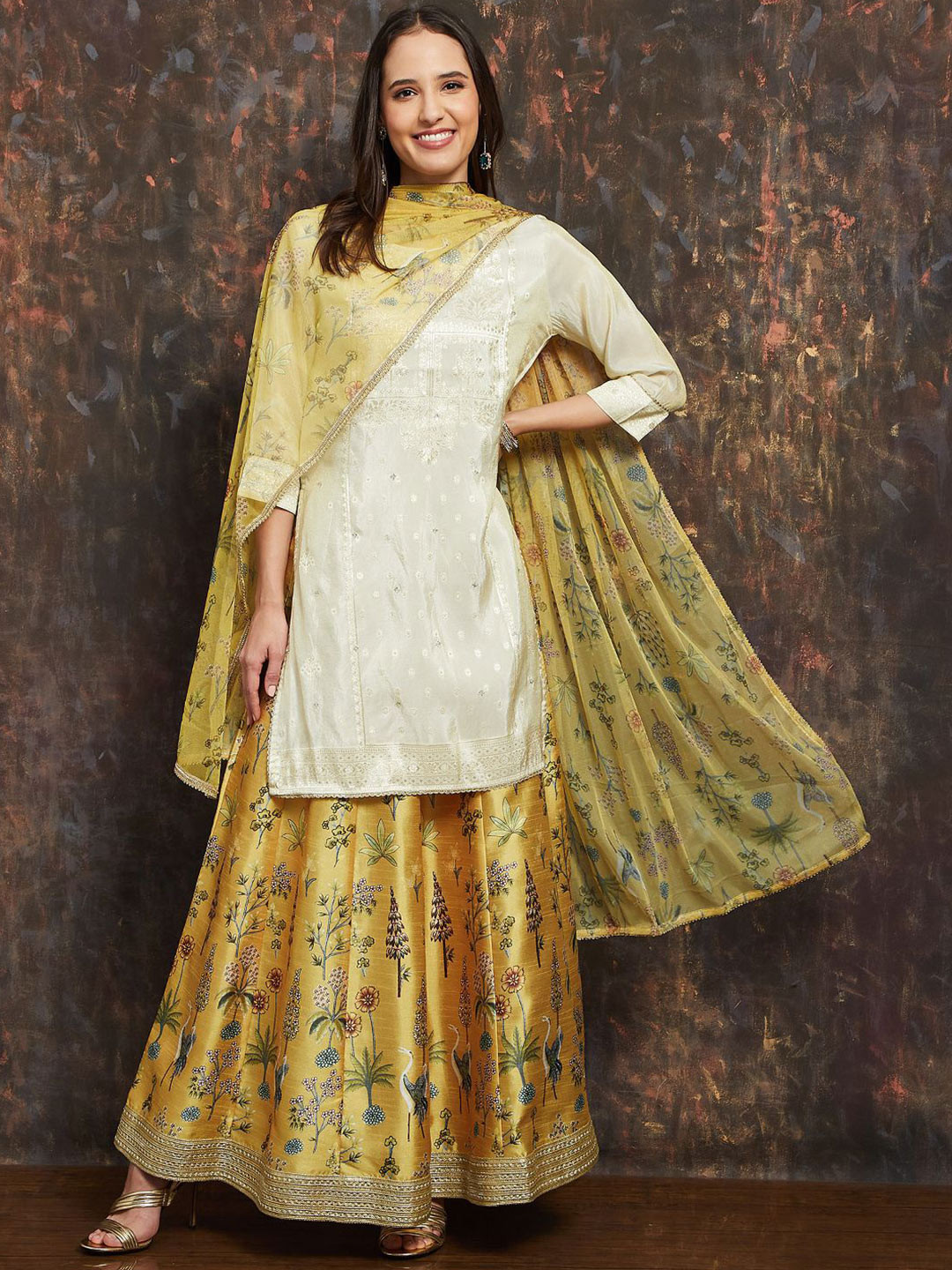 Melange by Lifestyle Ethnic Motifs Printed Ready To Wear Lehenga With Choli And Dupatta