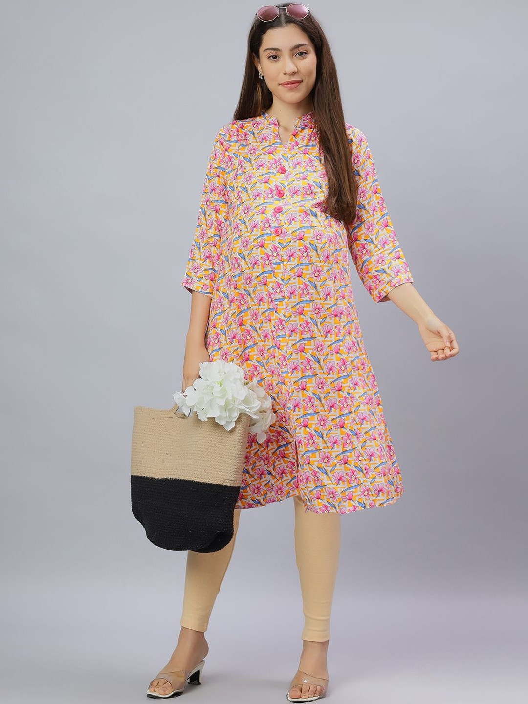 Mammas Maternity Women Viscose Rayon Printed Kurtis