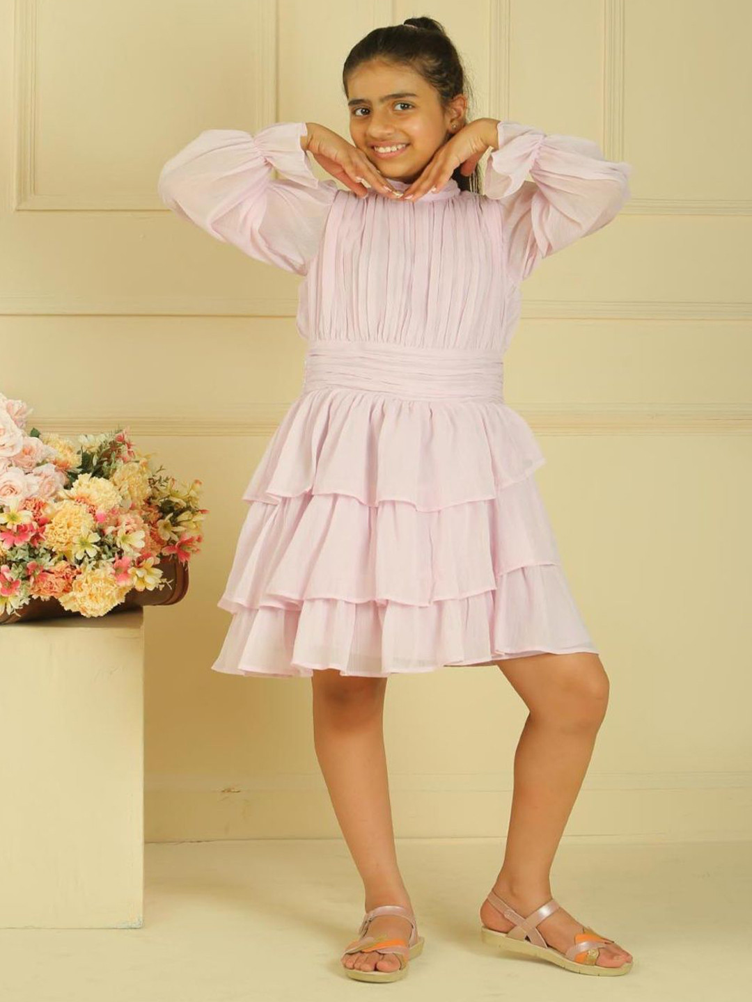 LH LUXURY FASHION Girls Chiffon Layered Dress