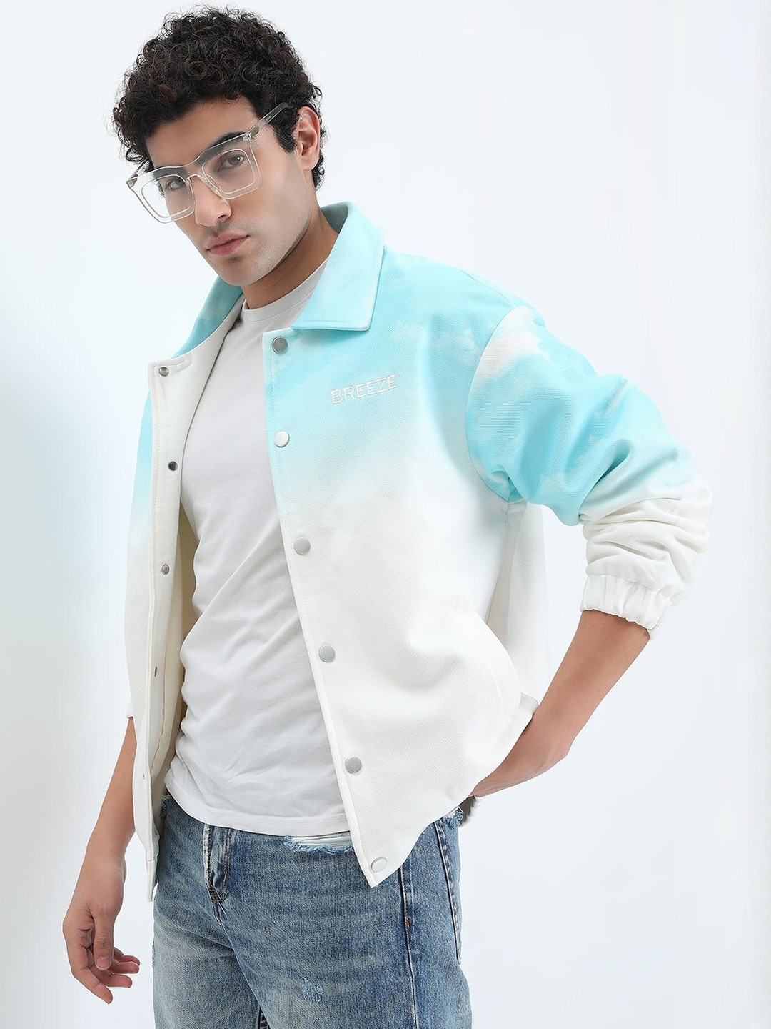 SHOWOFF Men Ombre Lightweight Open Front Jacket
