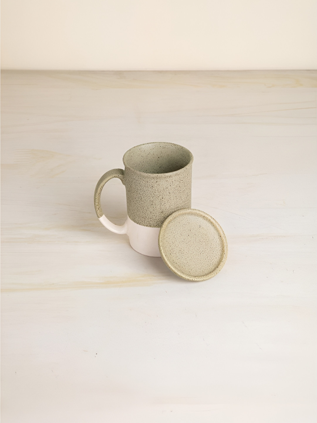FREEDOM TREE Studio Naturals Green & White Ceramic Matte Mug-300ml