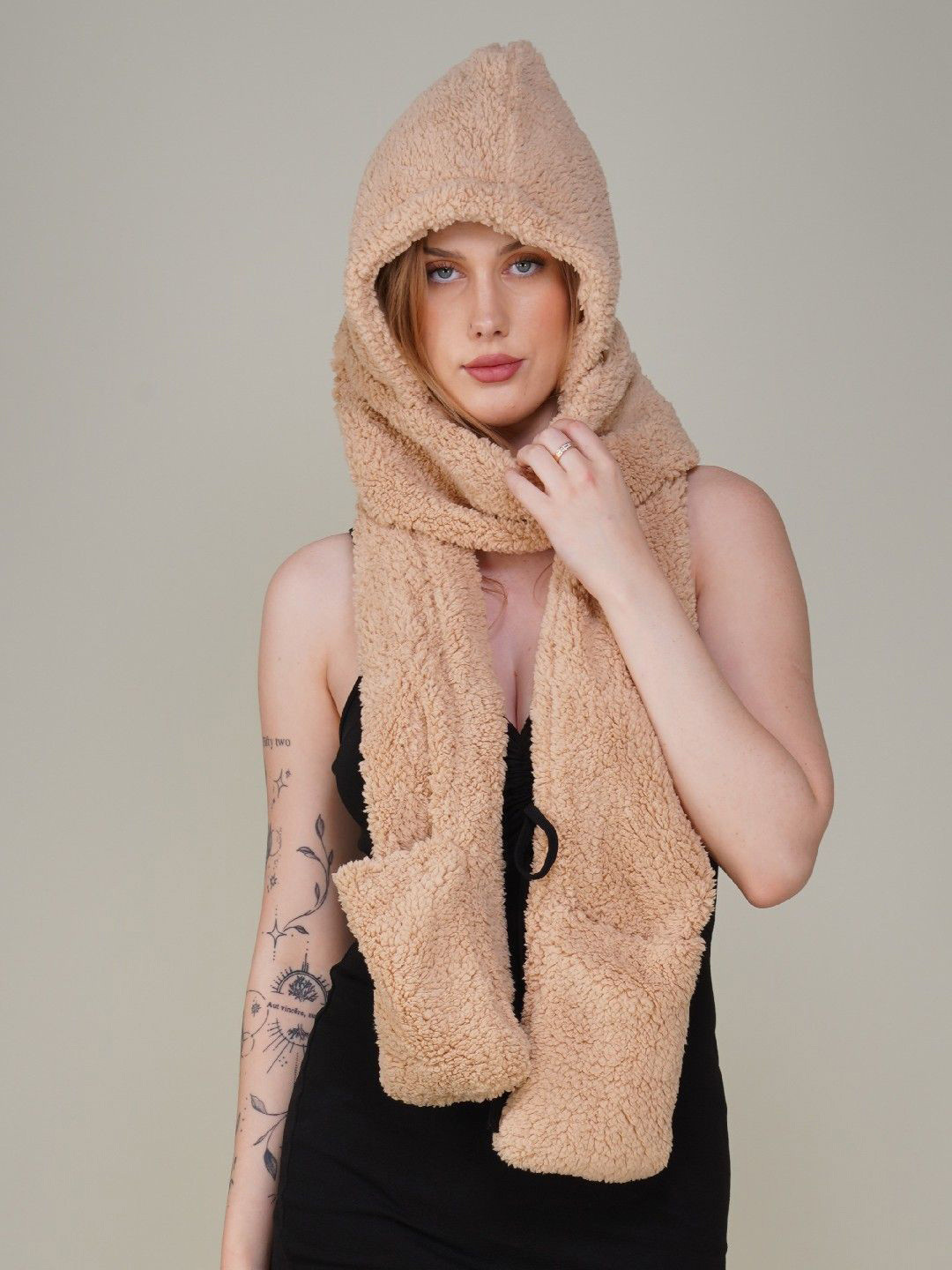 Poftik Women Self Design Winter Warm Cap Wool Scarf Ear Cap & Glove