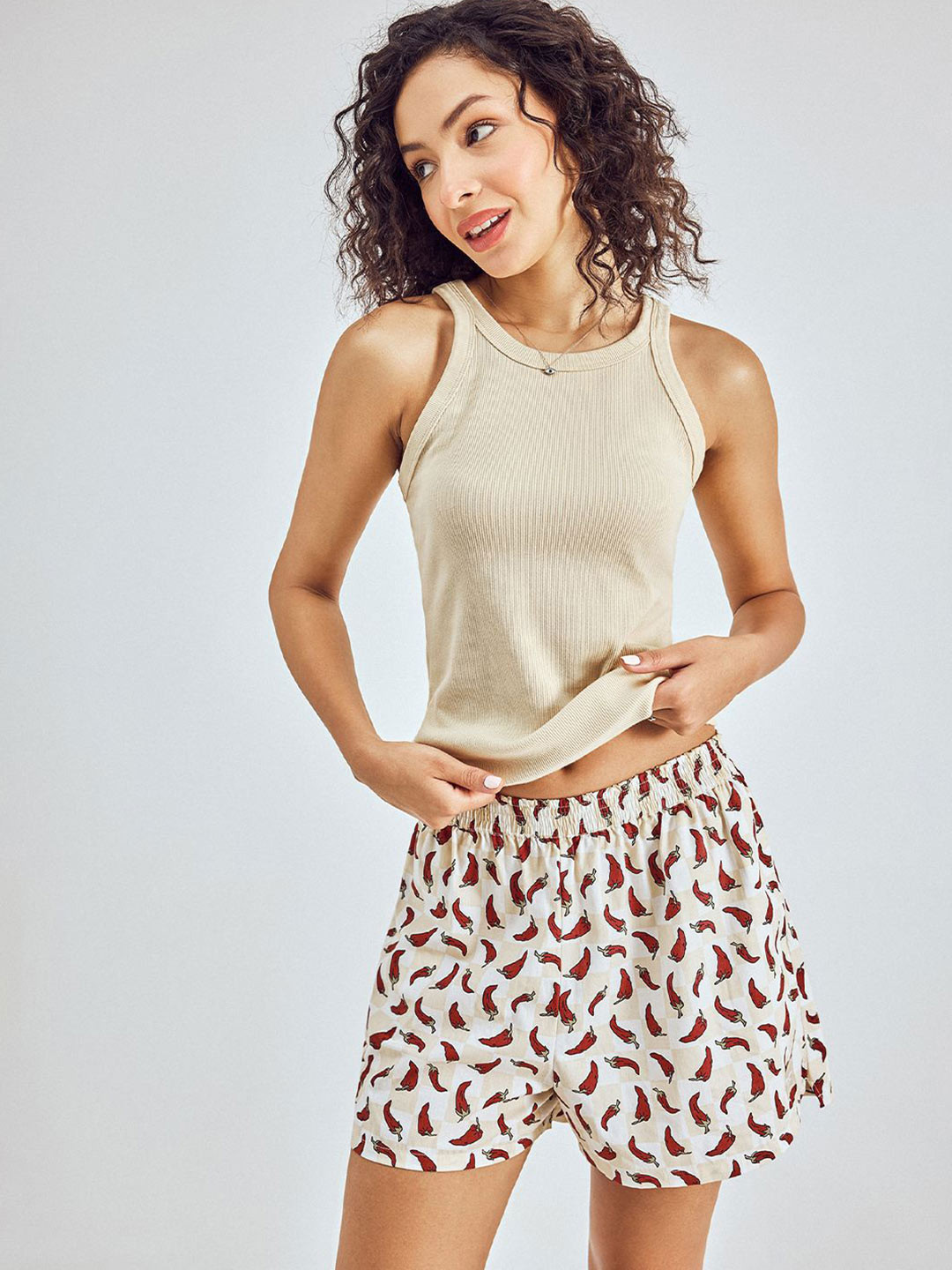 Pepe Jeans Secret Garden Women Graphic Printed High-Rise Lounge Shorts