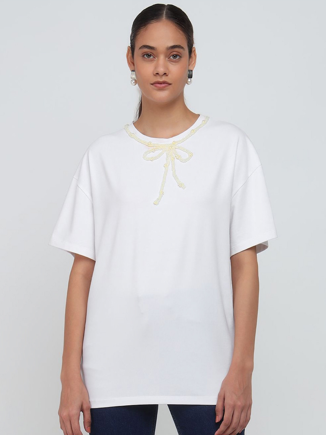 COVER STORY Women Solid Round Neck T-shirt