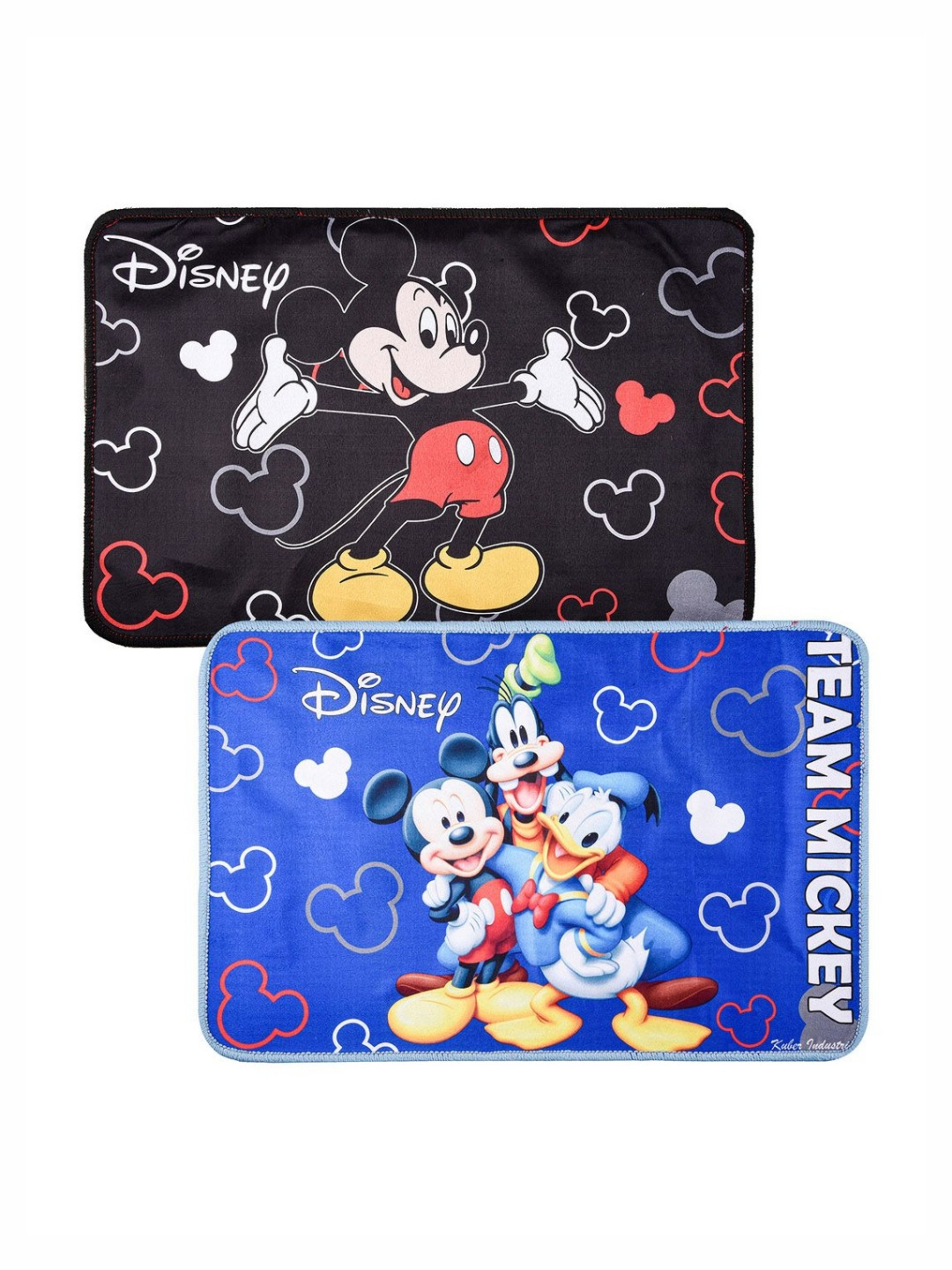 Aura Black & Blue 2 Pieces Printed Anti-Skid Doormats