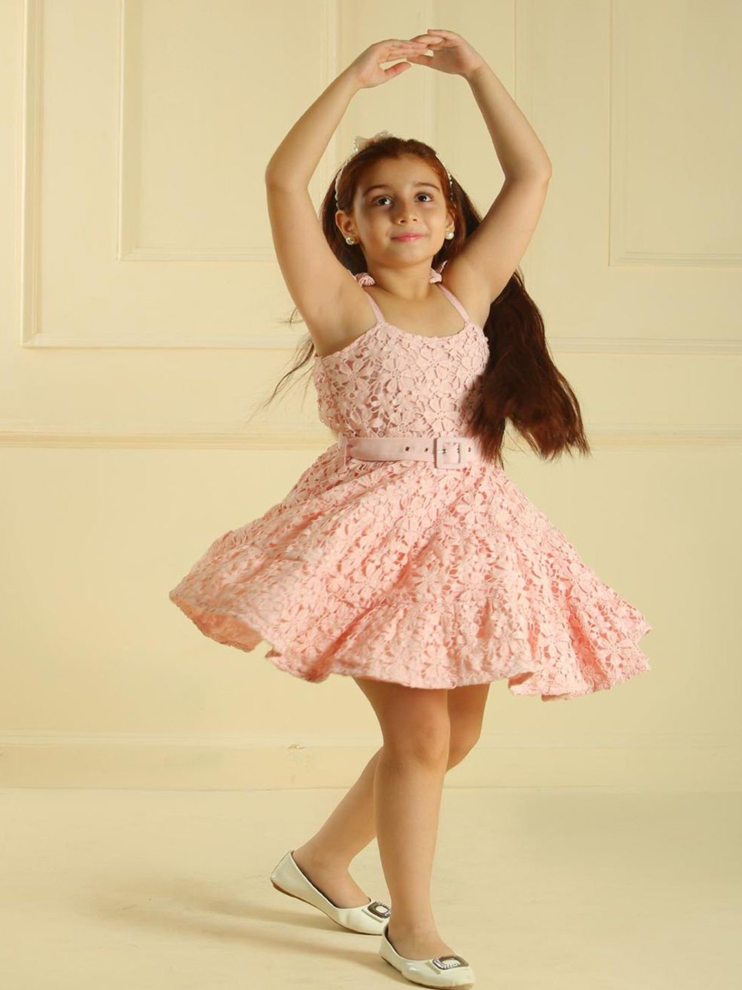 LH LUXURY FASHION Girls Self Design Fit & Flare Dress