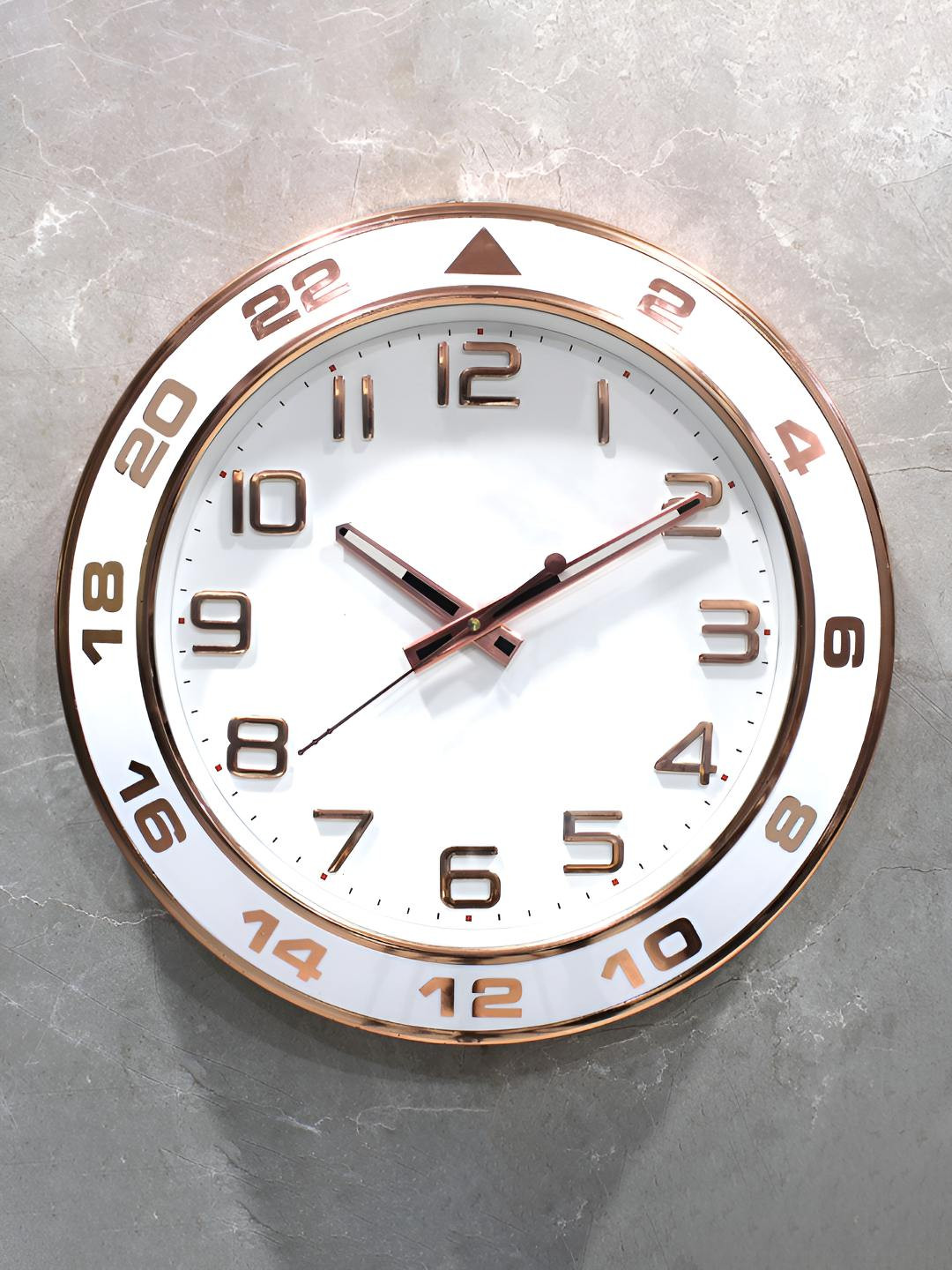 RANDOM Unisex White & Rose Gold Solid Traditional Premium Wall Round Clock