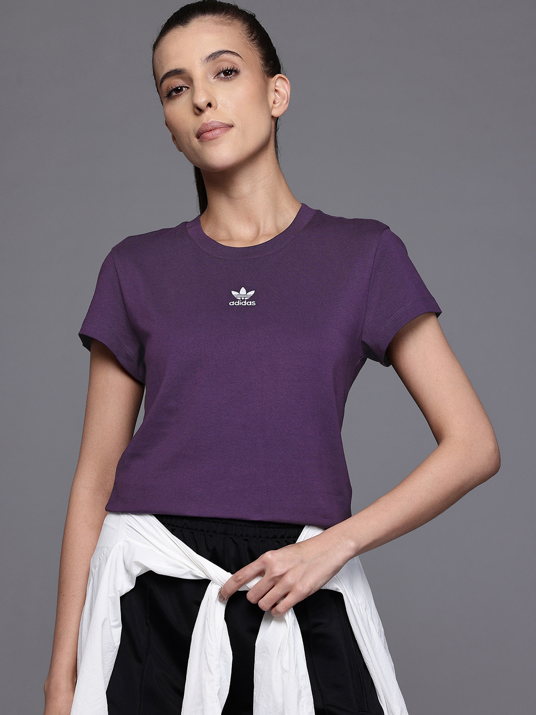 Adidas Brand Logo Detail Essential Slim Fit Pure Cotton T-shirt