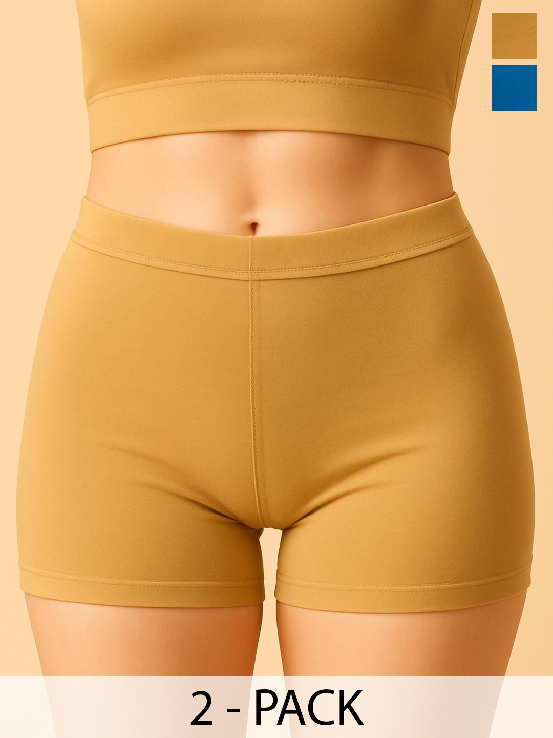 HIRRUX Women Pack Of 2 Mid-Rise Boy Shorts Briefs HRX SBT-33 Blue,D Skin XS-2