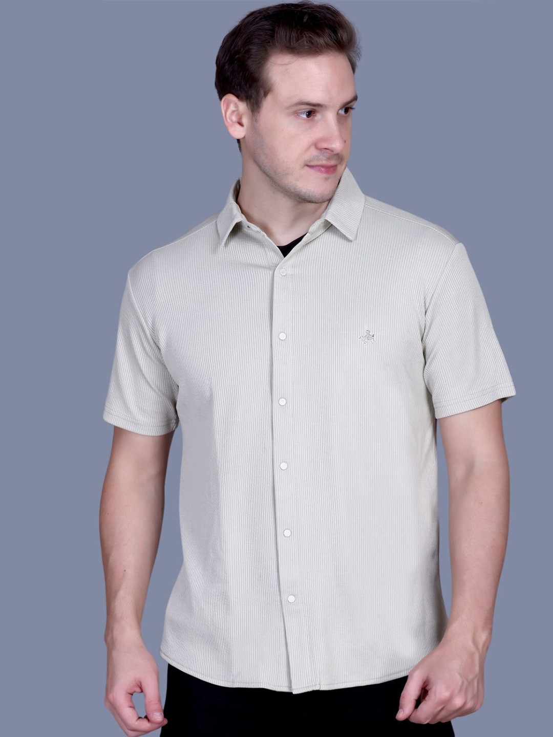 Parcel Yard Men Premium Fit Vertical Striped Spread Collar Cotton Casual Shirt