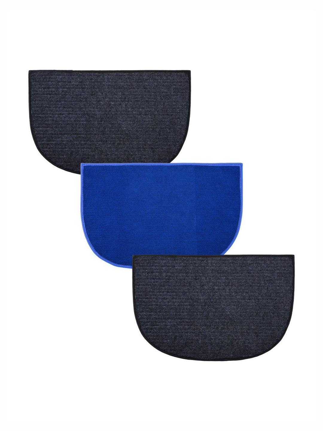 Aura Blue & Grey 3 Pieces Wool Anti-Skid Doormats