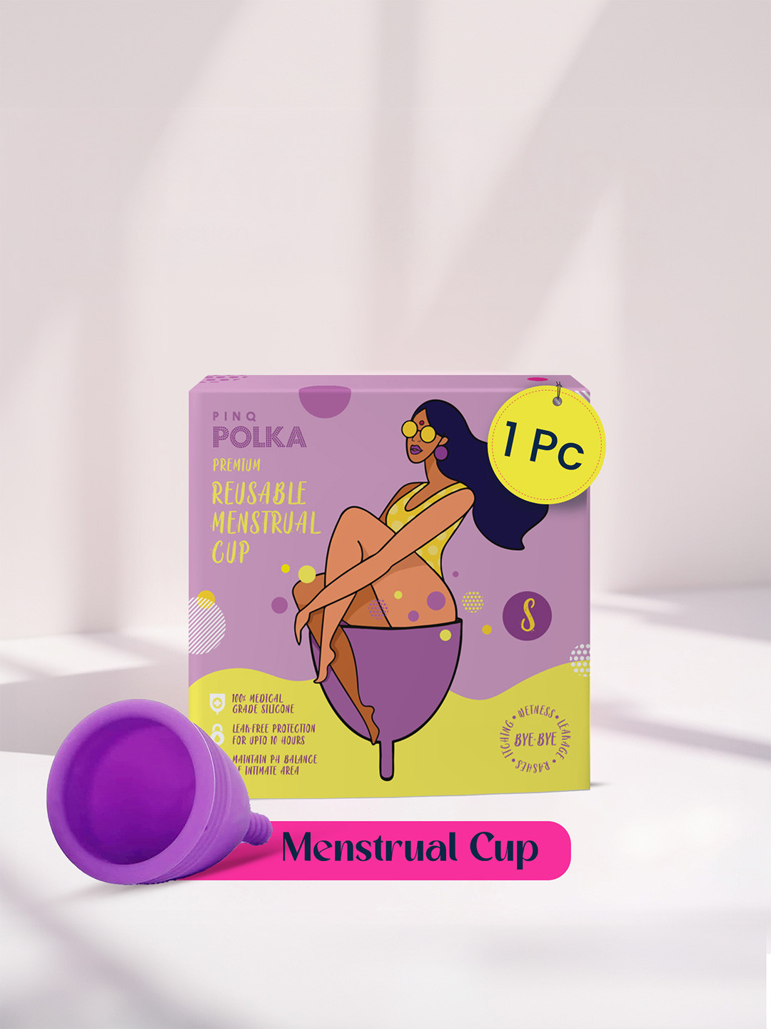 PINQ POLKA 100% Medical Grade Silicone Reusable Menstrual Cup 15 ml - Size S