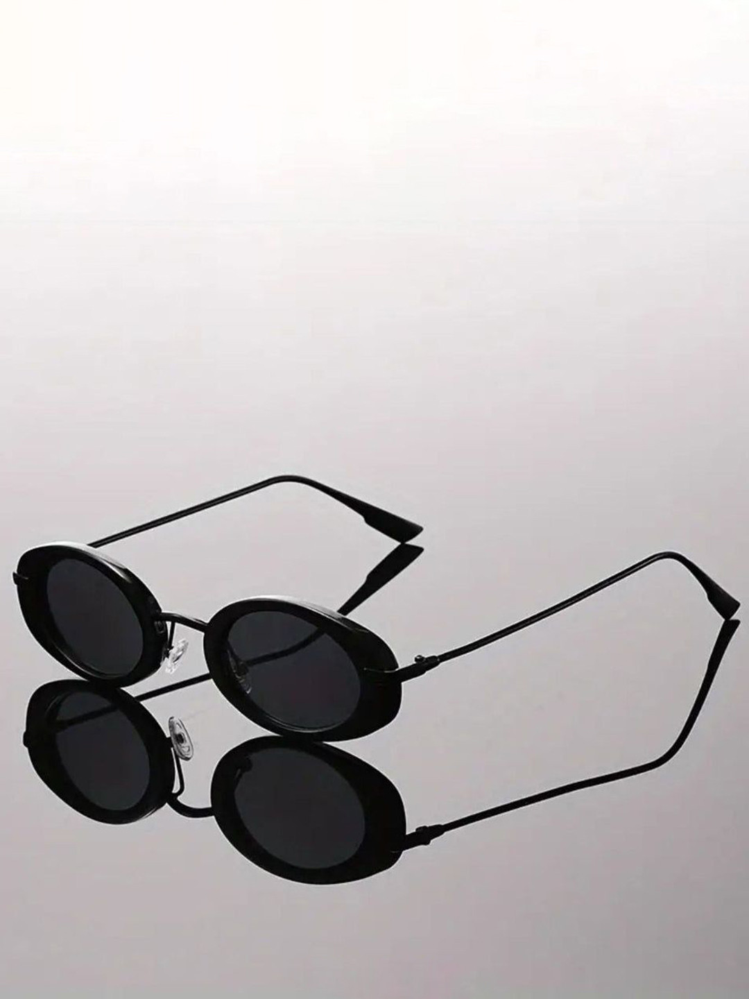 First Lens Unisex Black Lens & Black Oval Sunglasses C10320