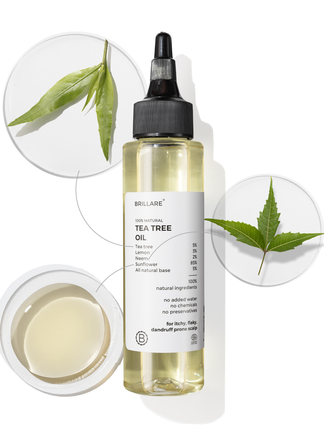 BRILLARE 5% Tea Tree Oil for Dandruff & Itchy Scalp