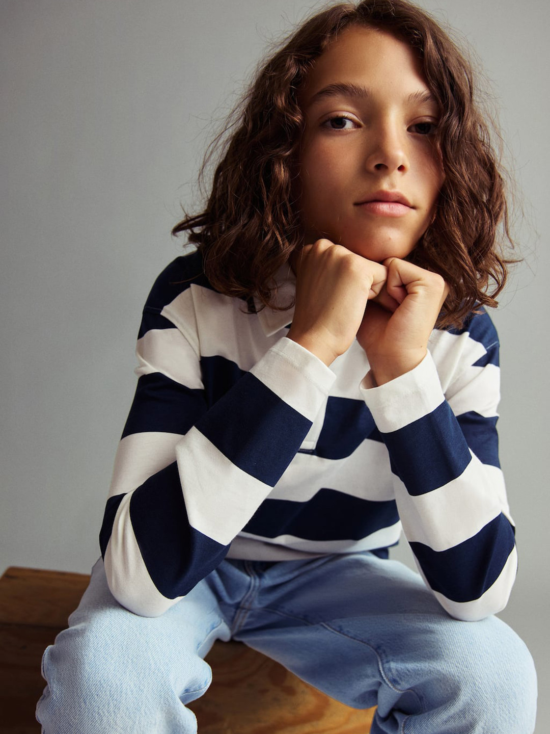Mango Kids Boys Long Sleeves Striped Pure Cotton T-Shirt