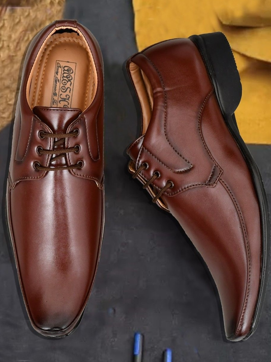 Aaeshu Men Brown Office Wear Comfort Stylish Lightweight Formal Shoe