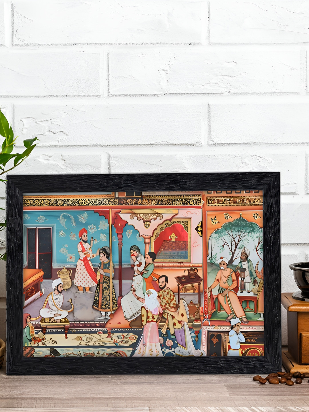 RANDOM Whit & Blue Art Deco Traditional Printed Wooden Wall Art