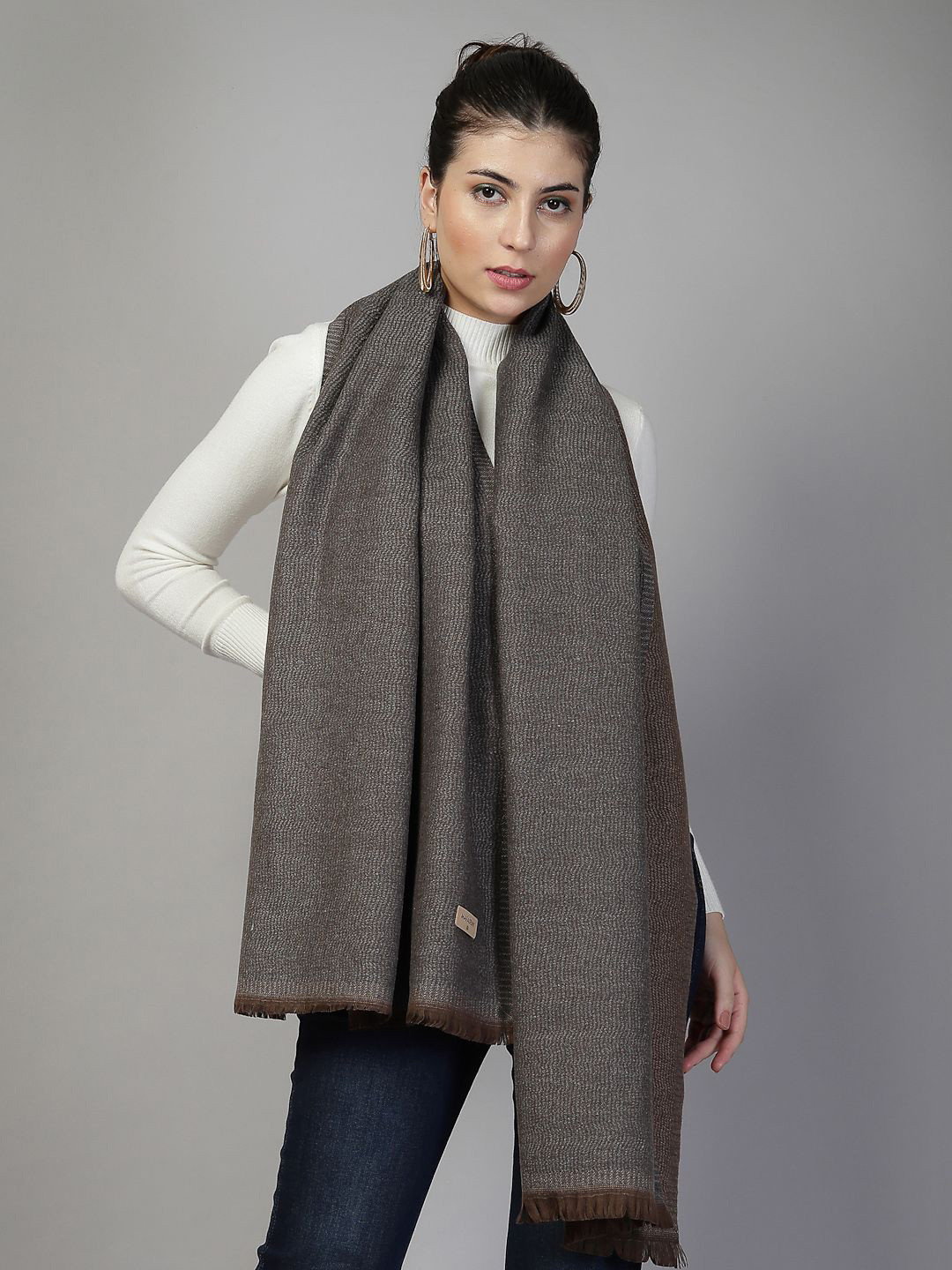 Mafadeny Women Elegant Fringed Edges Solid Soft Stole